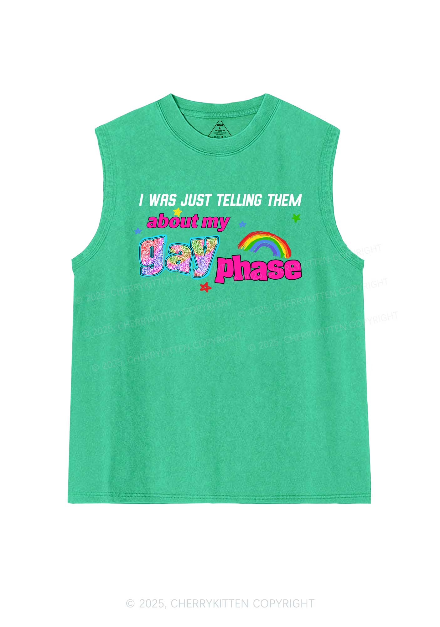 My Gay Phase Pride Y2K Washed Muscle Tank Cherrykitten