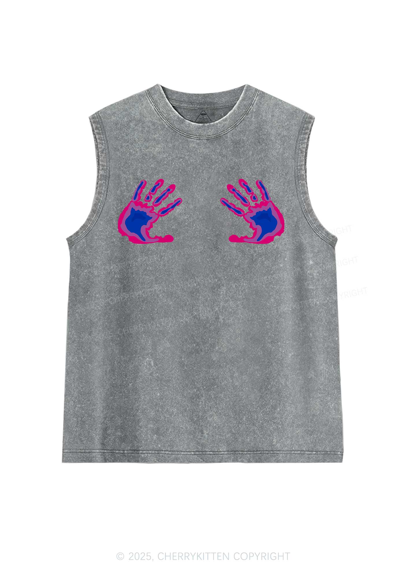 Bisexual Thermal Hands Pride Y2K Washed Muscle Tank Cherrykitten