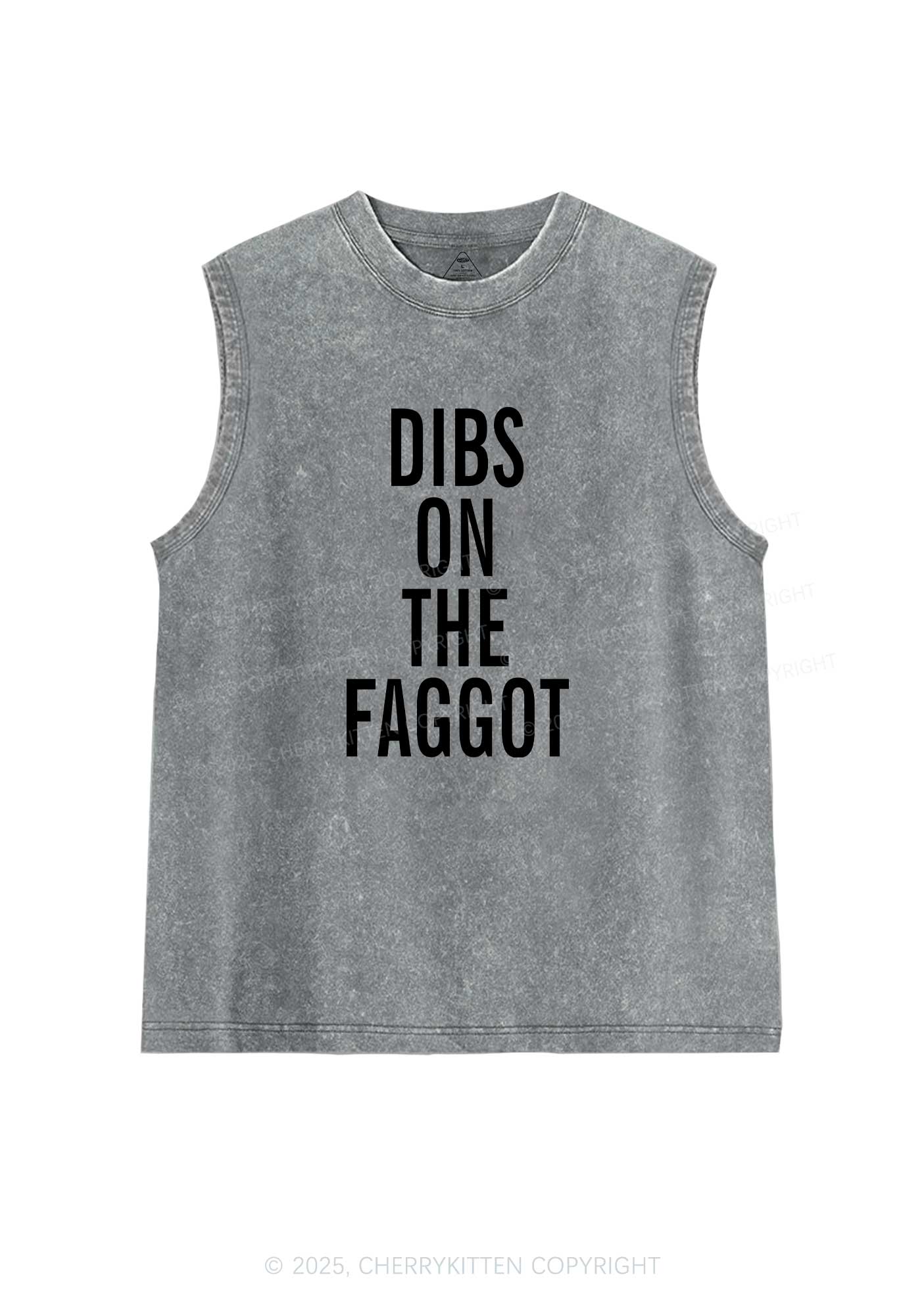 Dibs On The Faggot Pride Y2K Washed Muscle Tank Cherrykitten