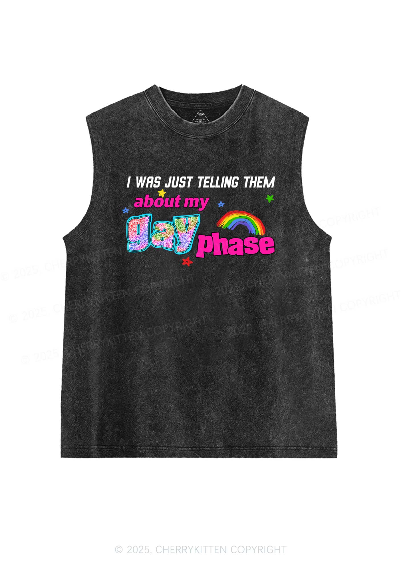 My Gay Phase Pride Y2K Washed Muscle Tank Cherrykitten