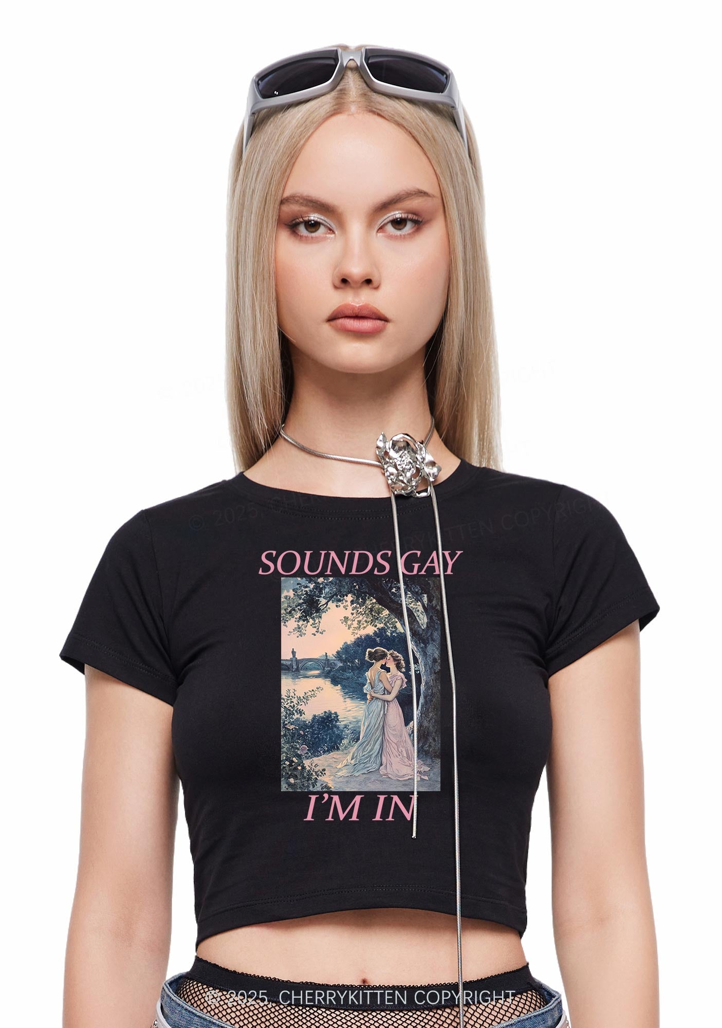 Sounds Gay Im In Pride Y2K Baby Tee Cherrykitten