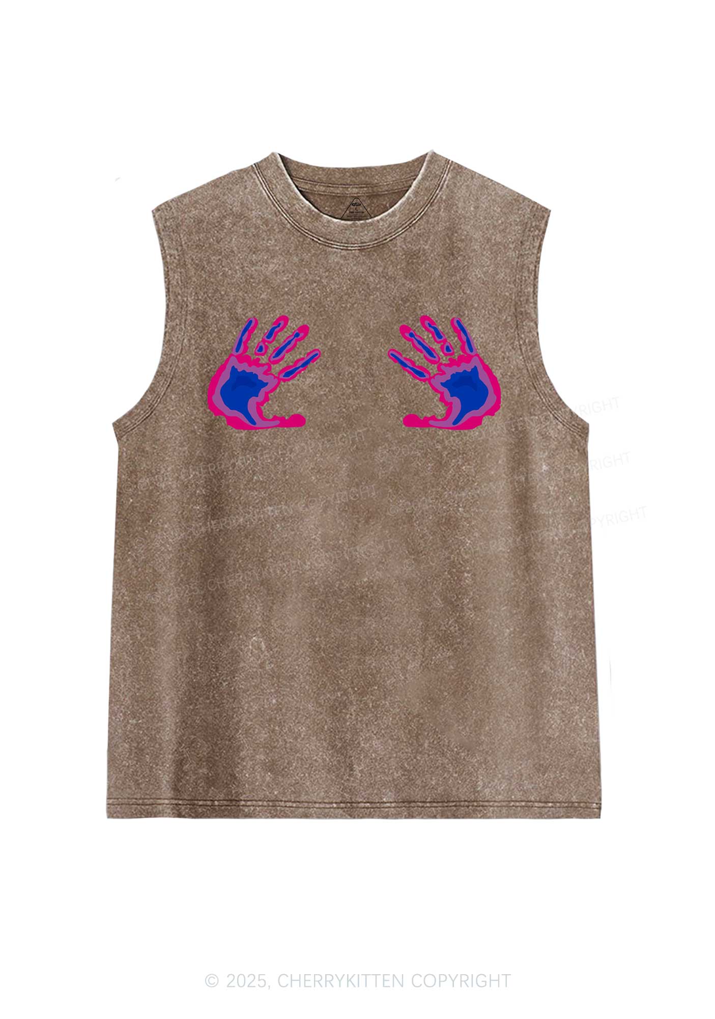 Bisexual Thermal Hands Pride Y2K Washed Muscle Tank Cherrykitten