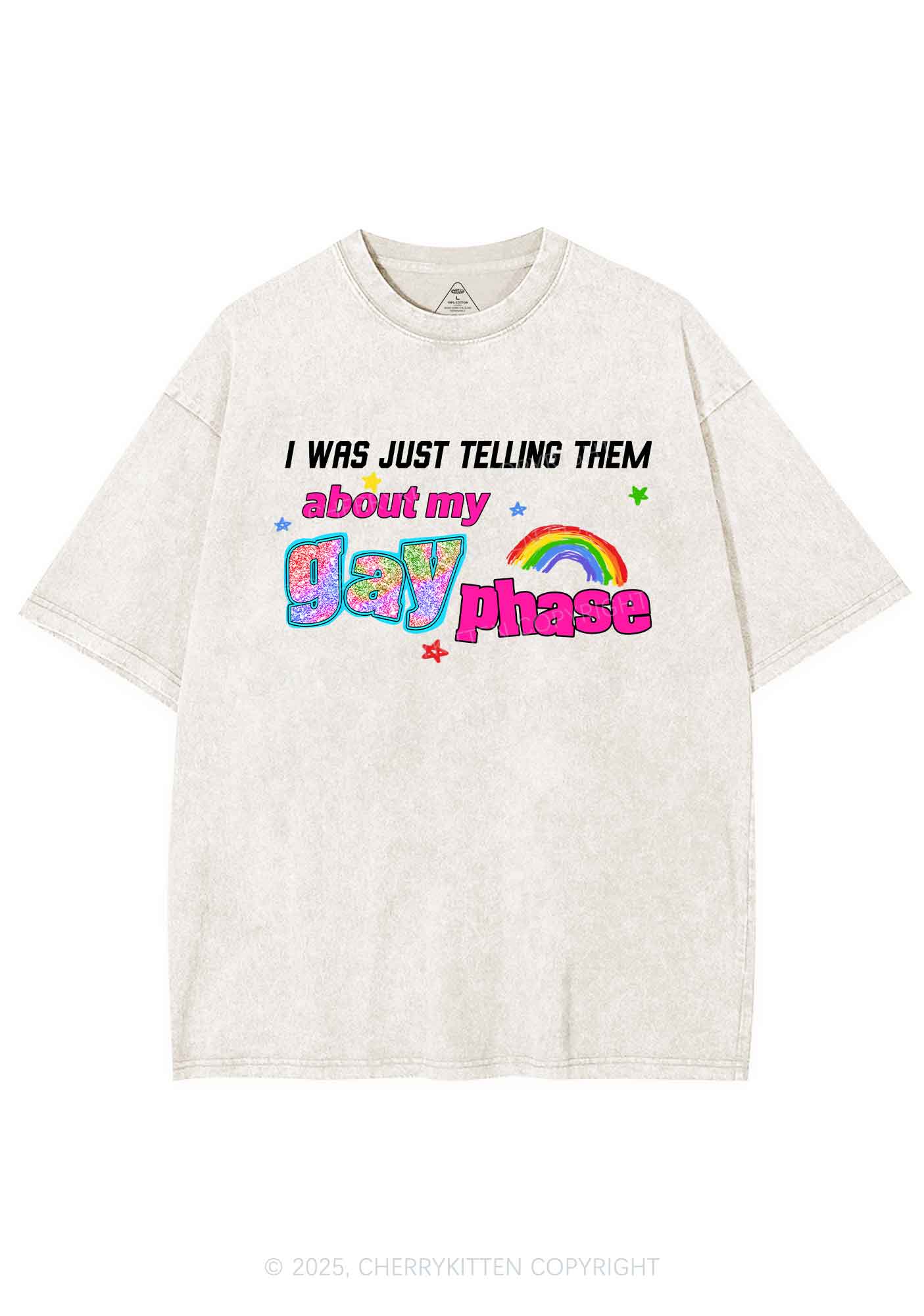 My Gay Phase Pride Y2K Shirts Washed Tee Cherrykitten