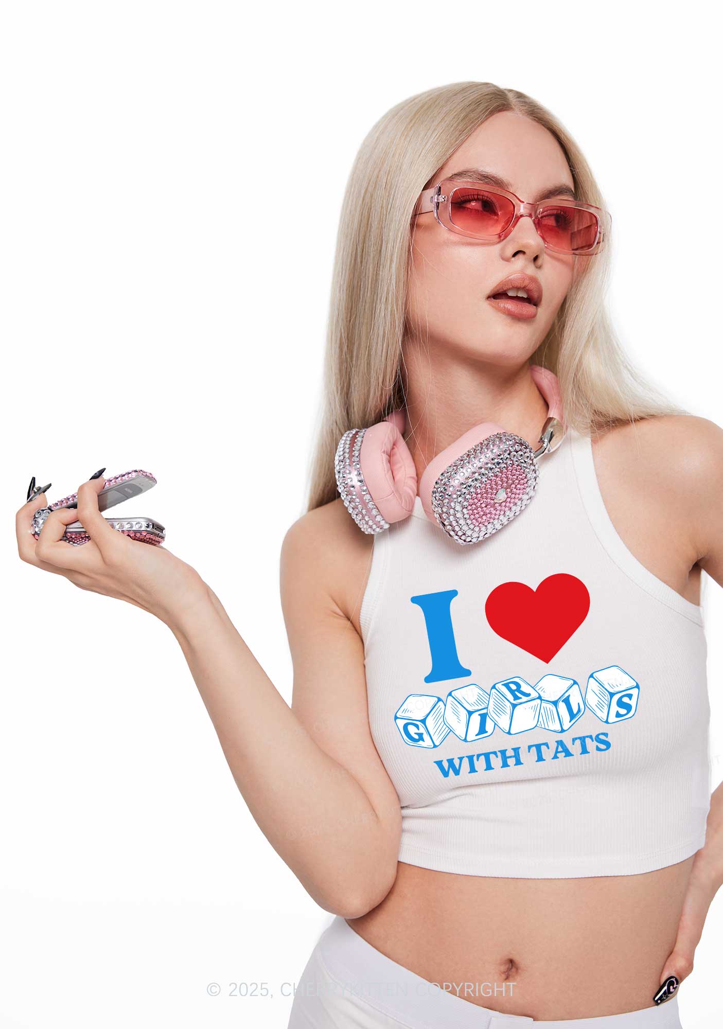 I Love Girls With Tats Y2K Crop Tank Top Cherrykitten