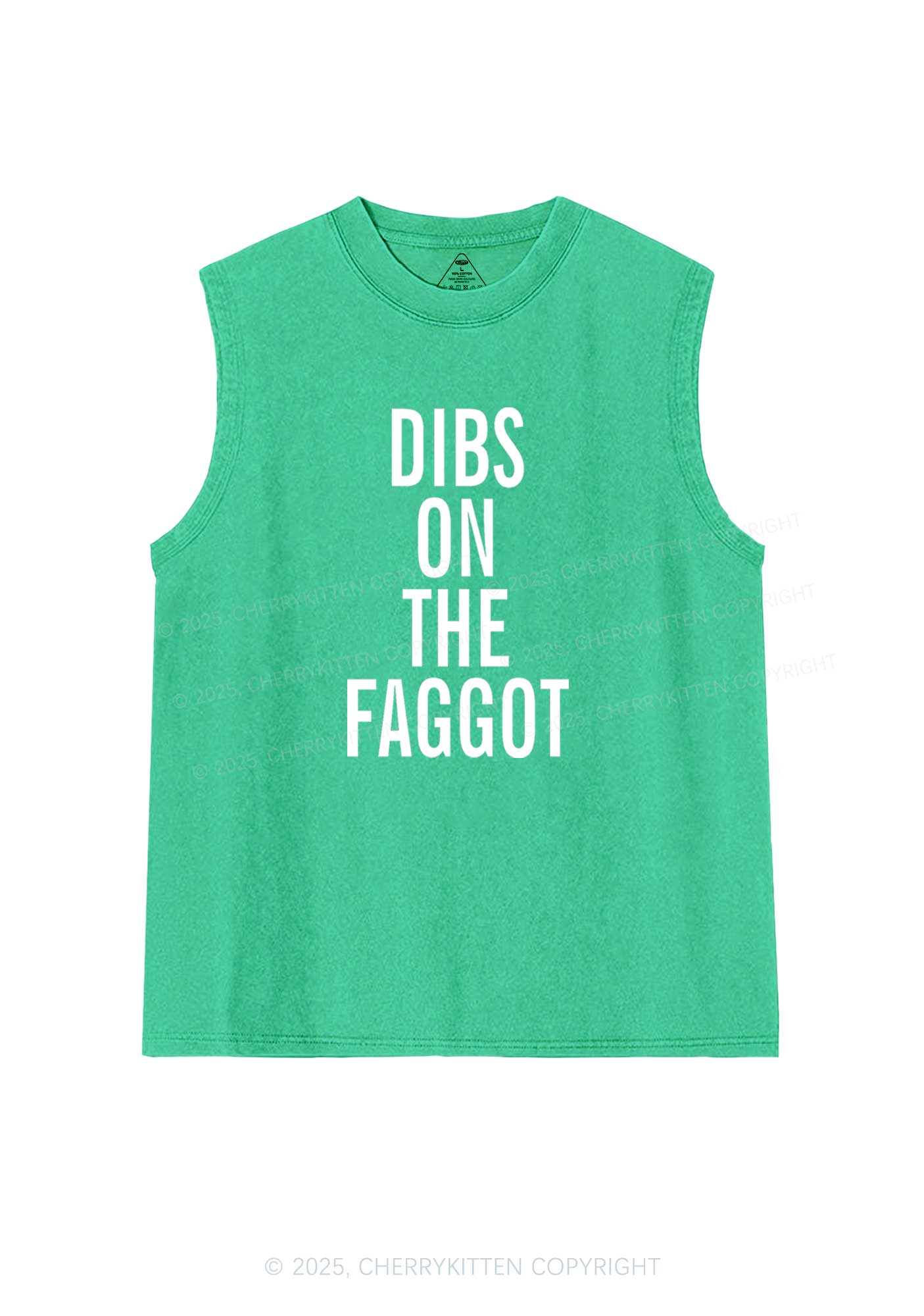 Dibs On The Faggot Pride Y2K Washed Muscle Tank Cherrykitten