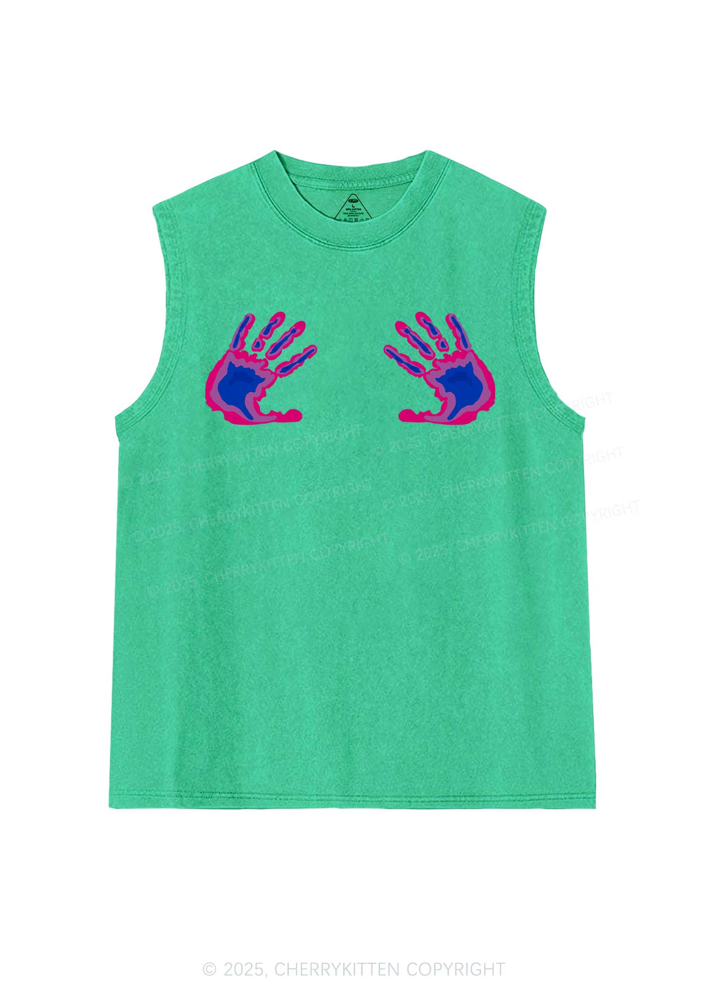 Bisexual Thermal Hands Pride Y2K Washed Muscle Tank Cherrykitten