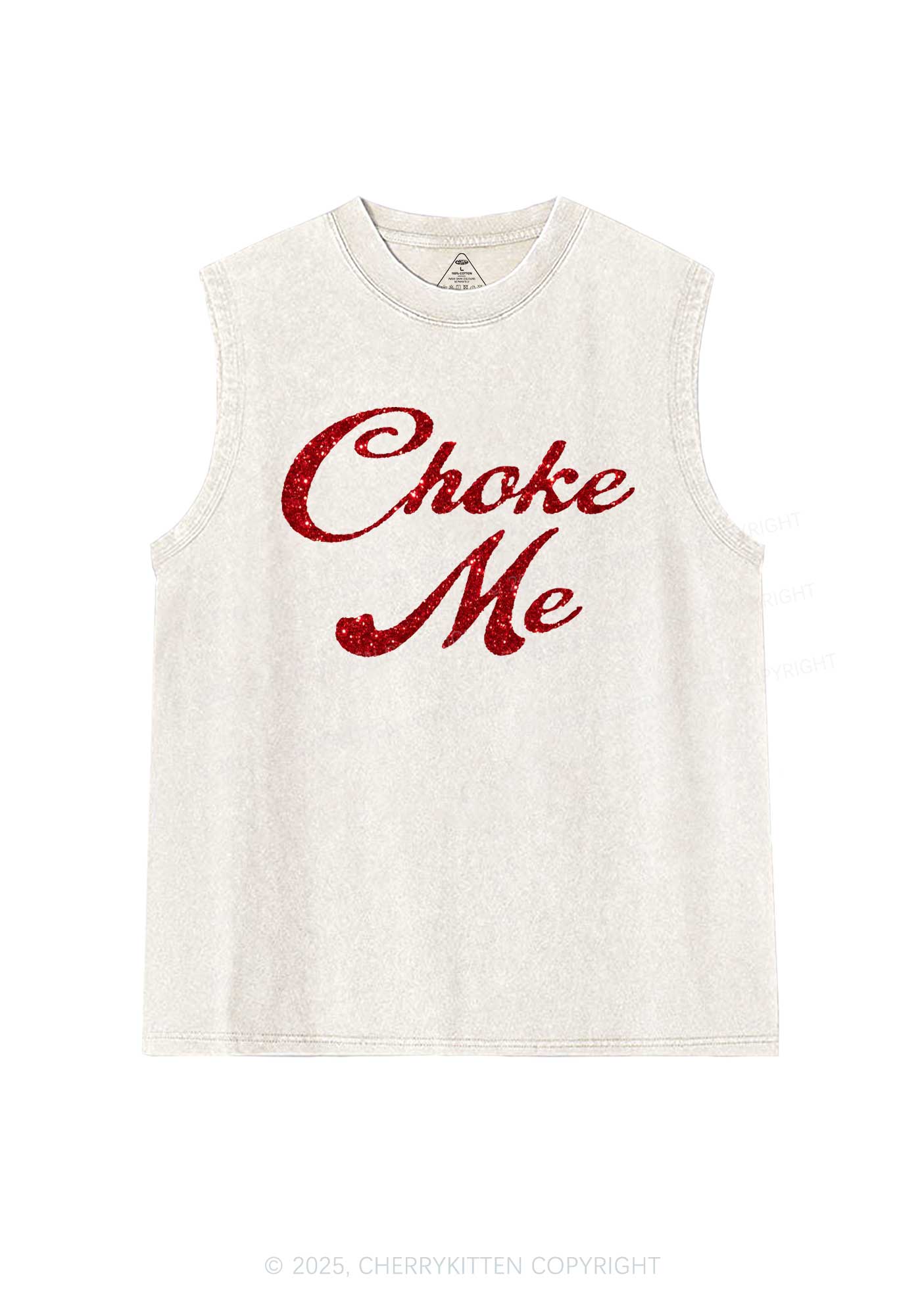 Glitter Choke Me Y2K Washed Muscle Tank Cherrykitten