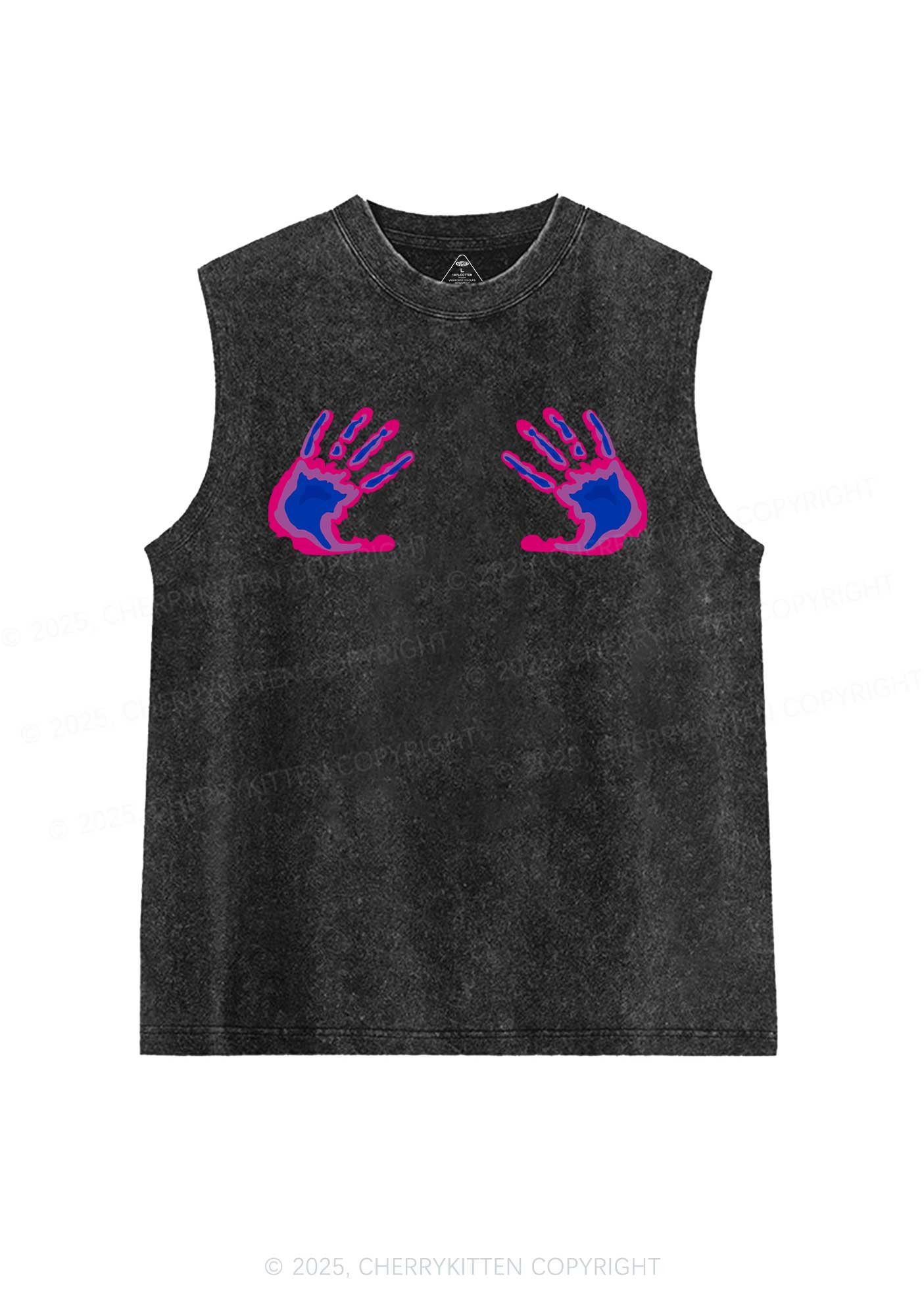 Bisexual Thermal Hands Pride Y2K Washed Muscle Tank Cherrykitten