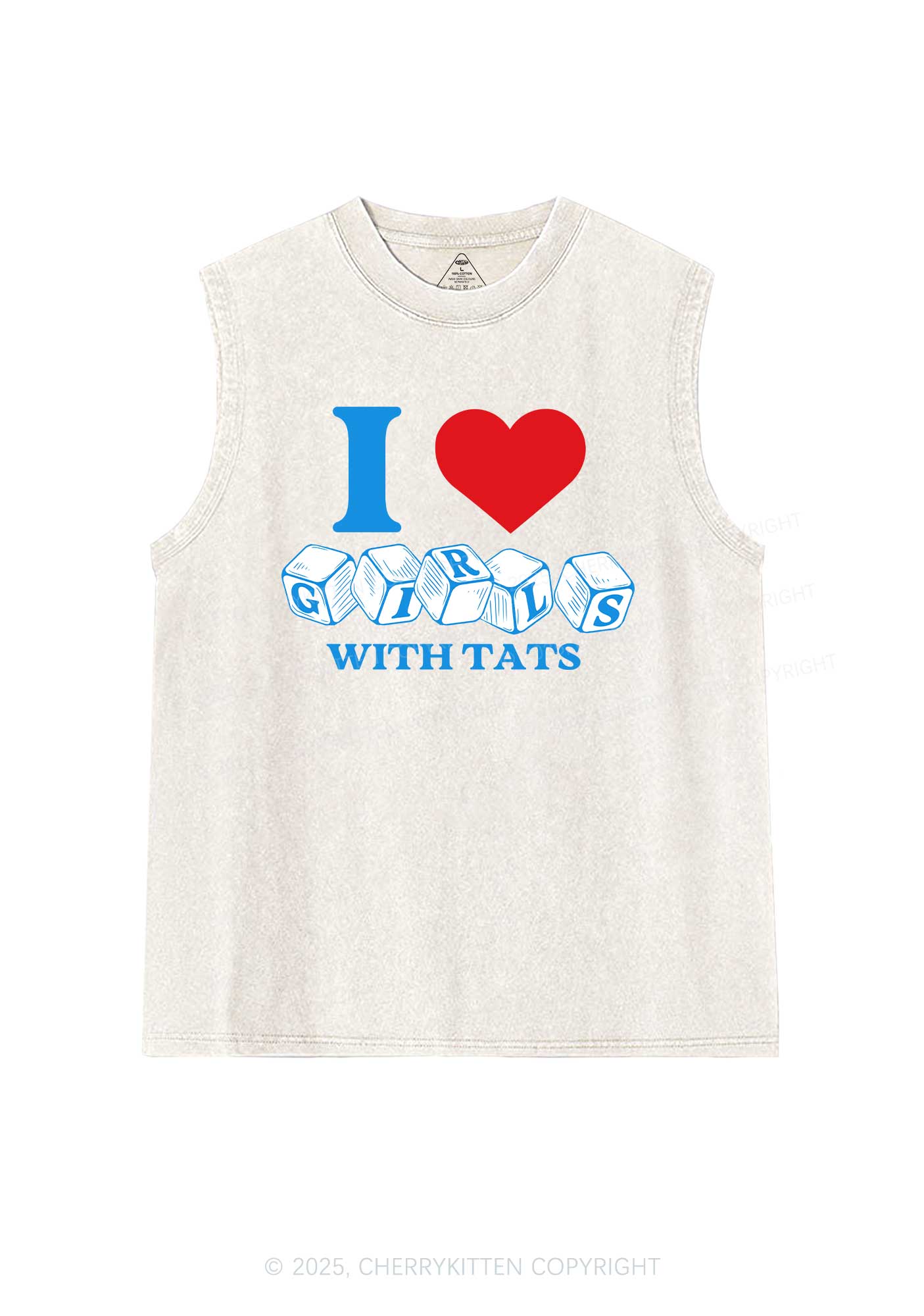 I Love Girls With Tats Y2K Washed Muscle Tank Cherrykitten