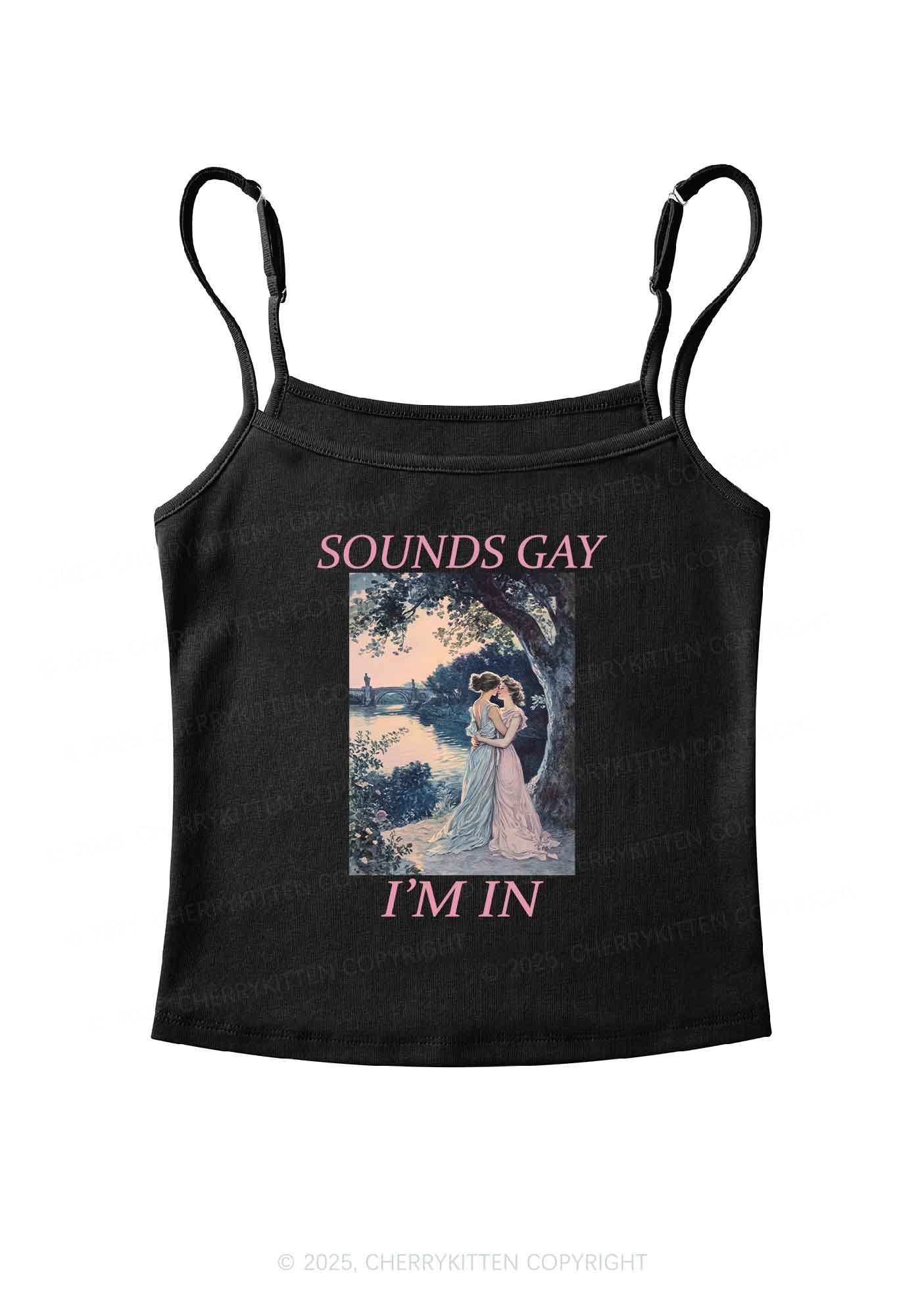 Sounds Gay Im In Pride Y2K Spaghetti Strap Cami Cherrykitten