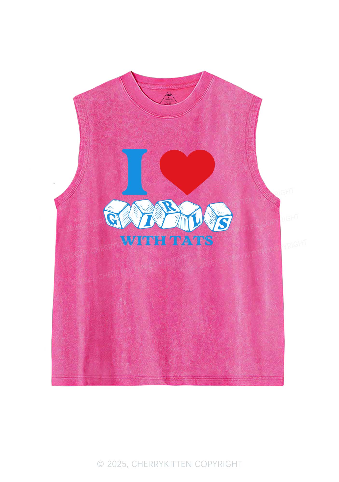 I Love Girls With Tats Y2K Washed Muscle Tank Cherrykitten