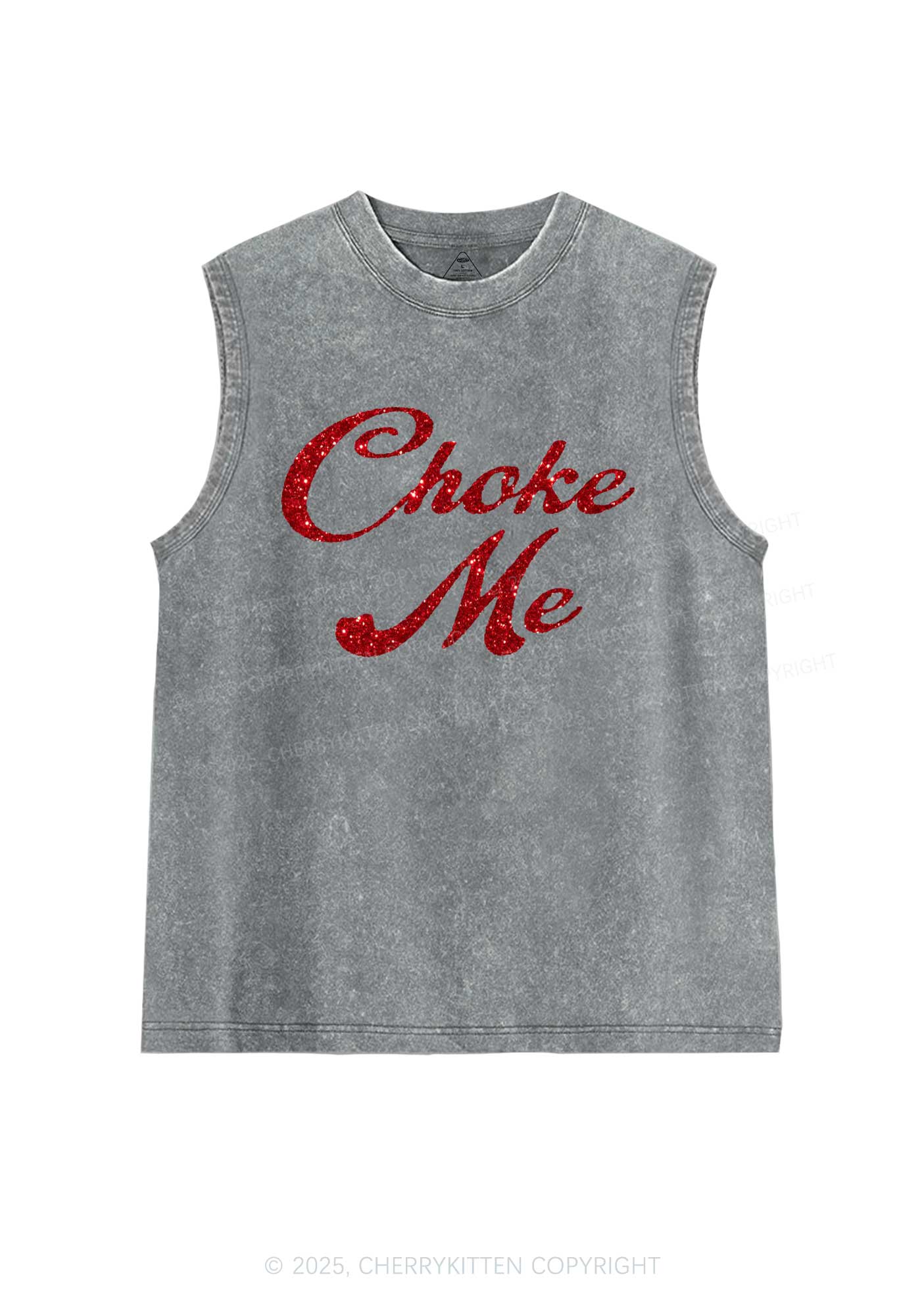 Glitter Choke Me Y2K Washed Muscle Tank Cherrykitten