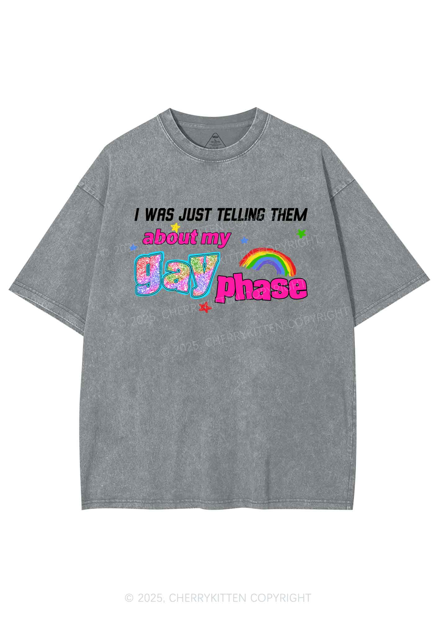 My Gay Phase Pride Y2K Shirts Washed Tee Cherrykitten