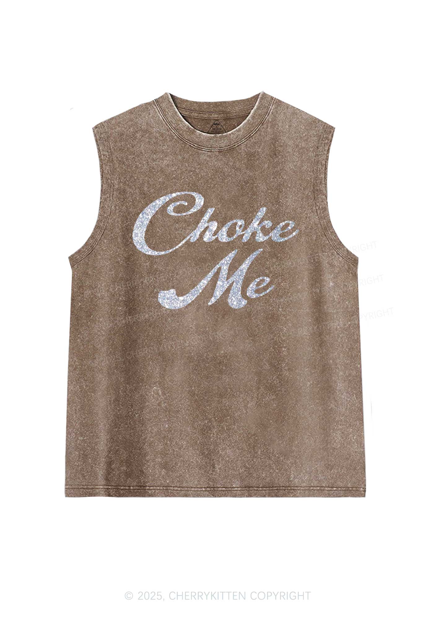 Glitter Choke Me Y2K Washed Muscle Tank Cherrykitten