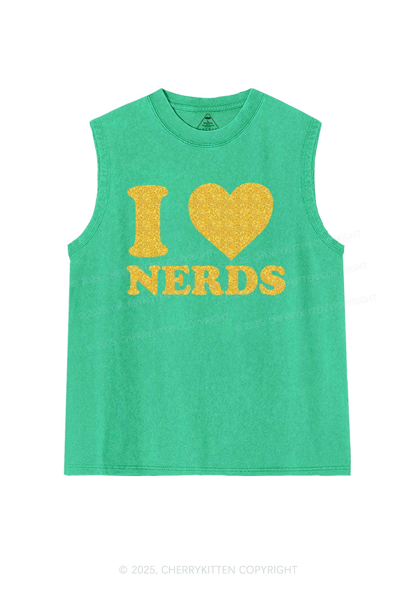 Glitter I Love Nerds Y2K Washed Muscle Tank Cherrykitten