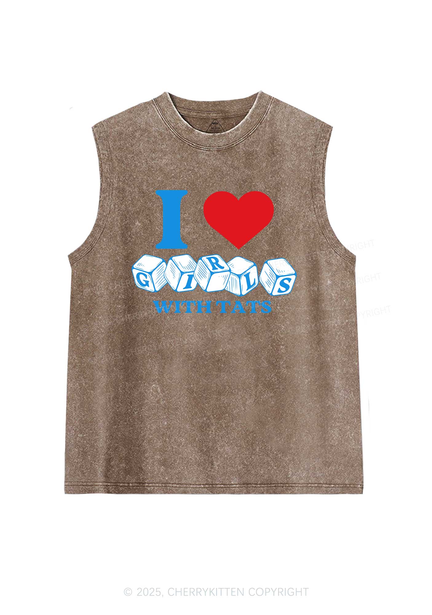 I Love Girls With Tats Y2K Washed Muscle Tank Cherrykitten