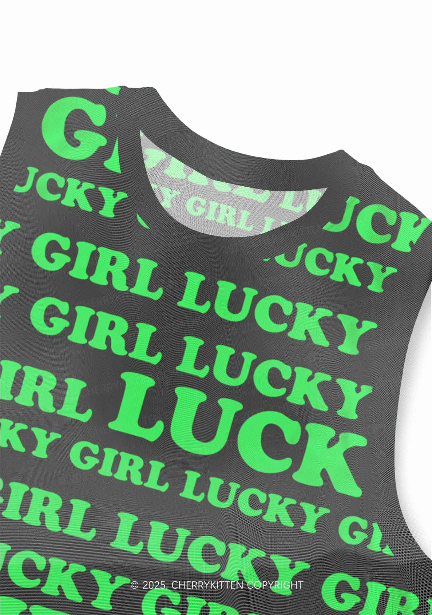 Lucky Girl Y2K Mesh Muscle Tank Cherrykitten