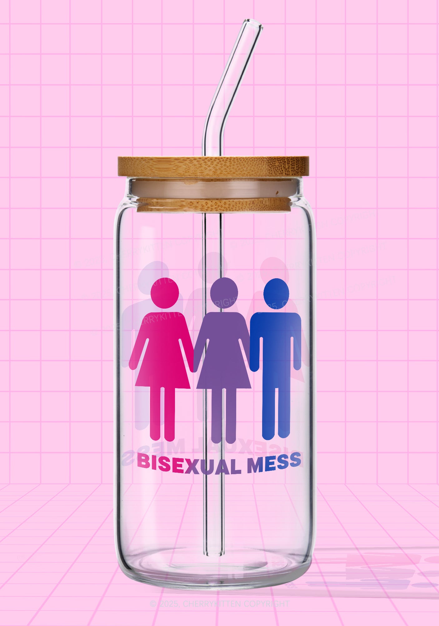 Bisexual Mess Love Pride Y2K Printed Glass Cup Cherrykitten