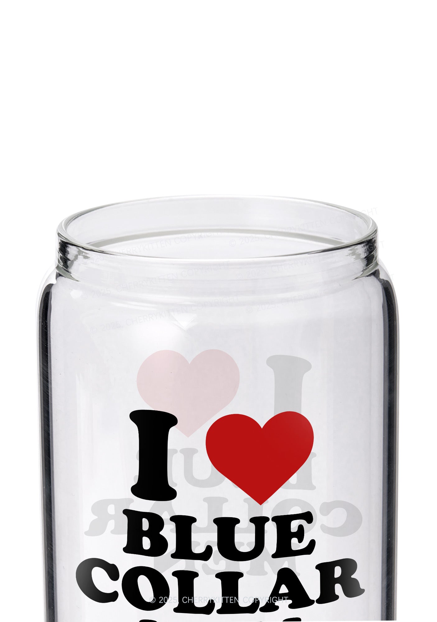 I Love Blue Collar Men Y2K Printed Glass Cup Cherrykitten