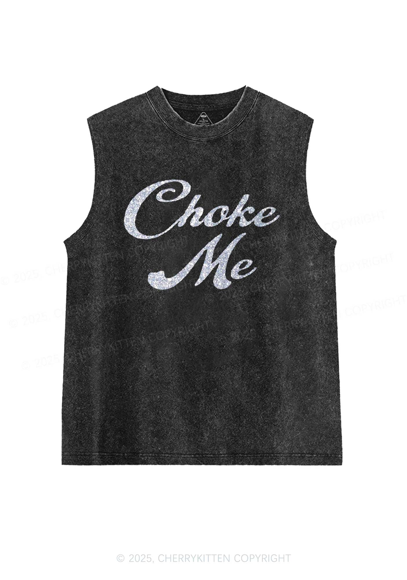 Glitter Choke Me Y2K Washed Muscle Tank Cherrykitten