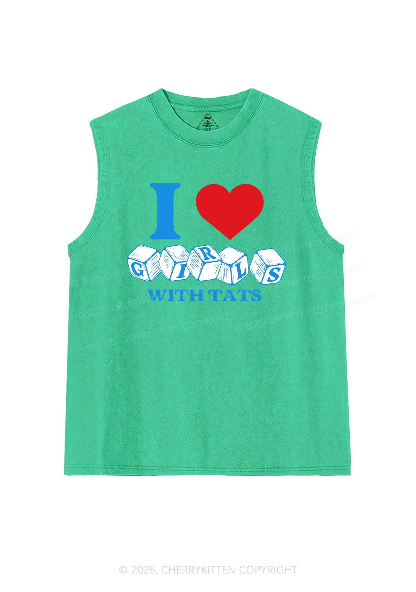 I Love Girls With Tats Y2K Washed Muscle Tank Cherrykitten