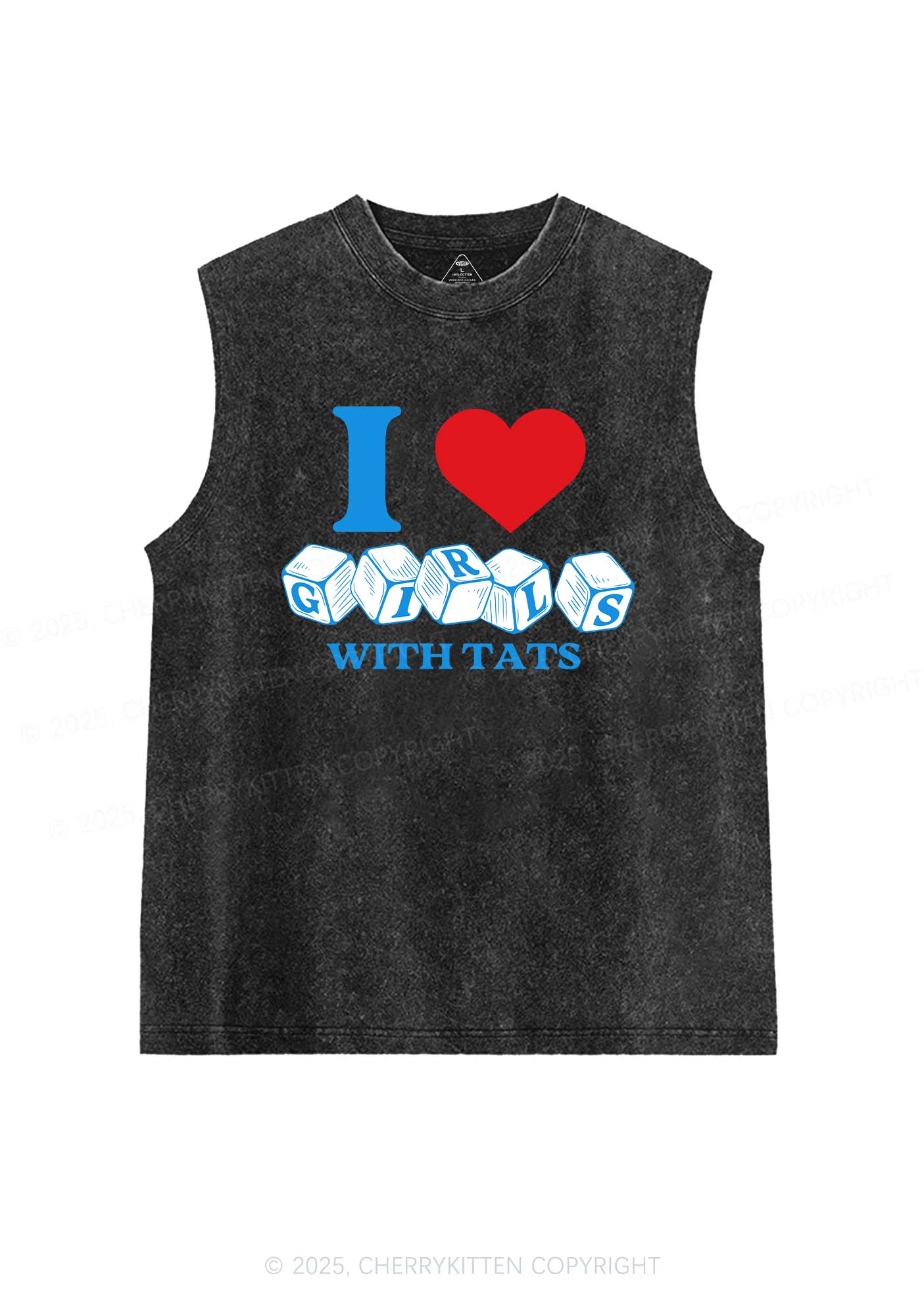 I Love Girls With Tats Y2K Washed Muscle Tank Cherrykitten