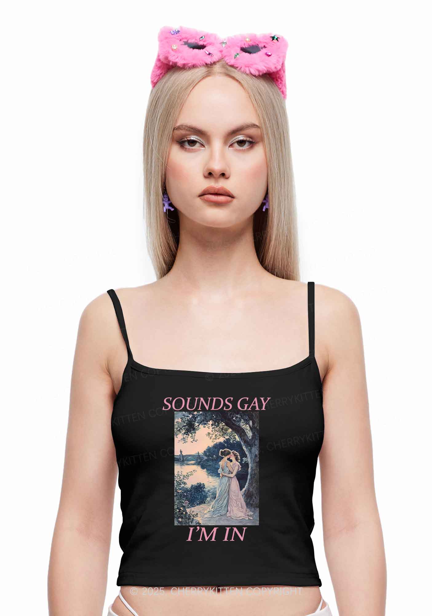 Sounds Gay Im In Pride Y2K Spaghetti Strap Cami Cherrykitten