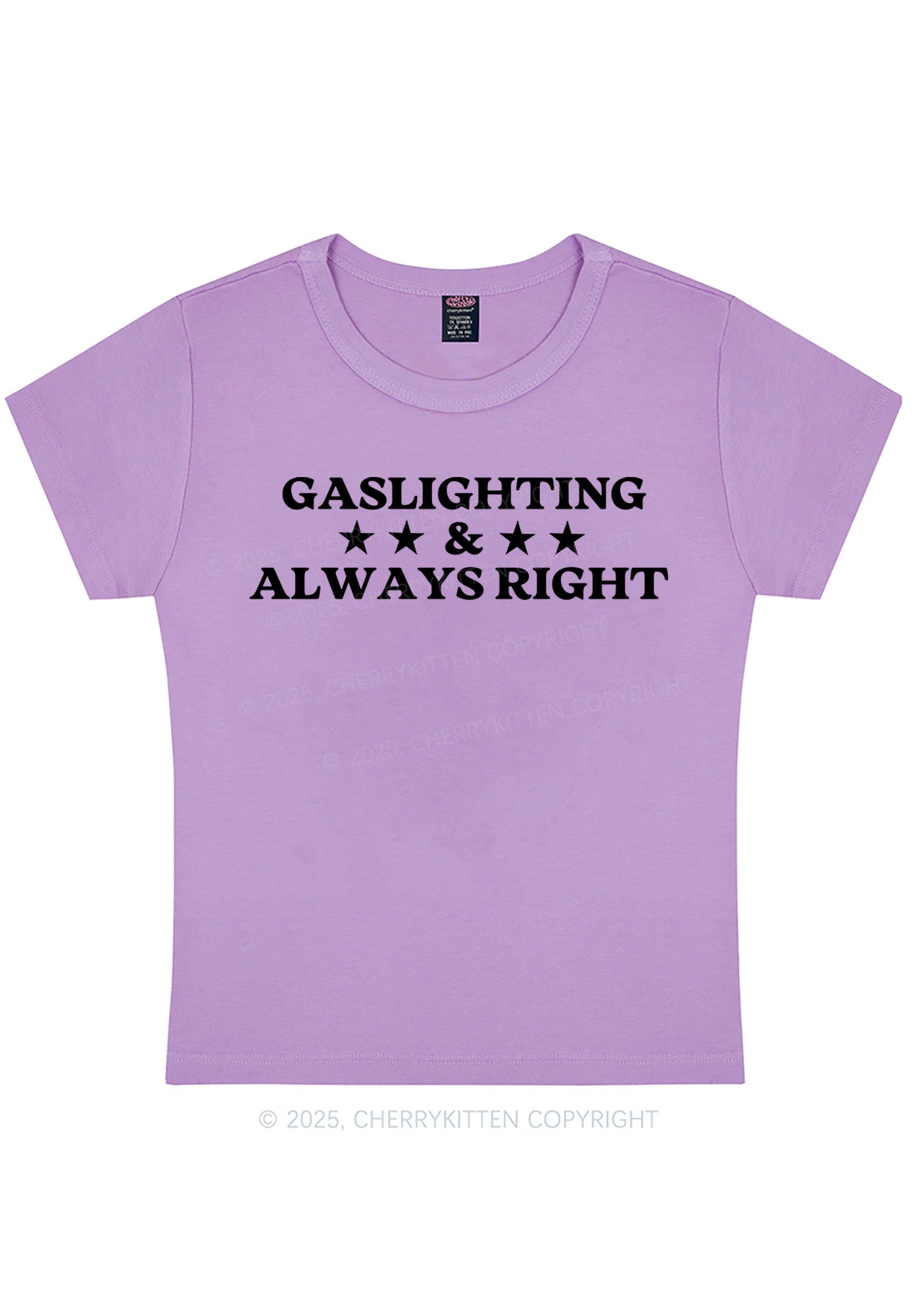 Gaslighting Always Right Y2K Baby Tee Cherrykitten
