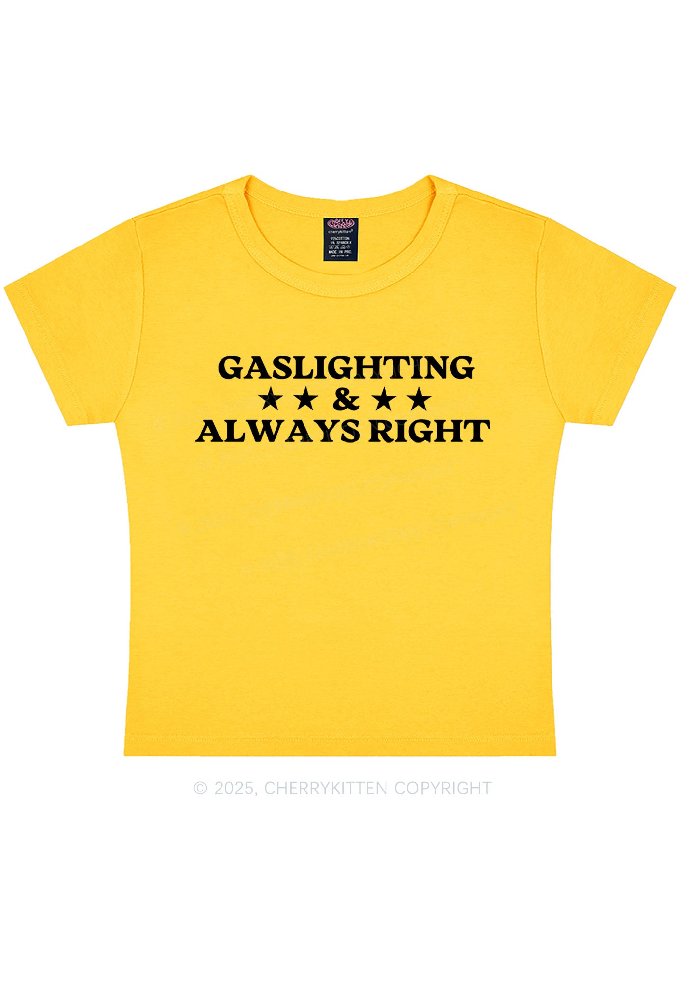 Gaslighting Always Right Y2K Baby Tee Cherrykitten