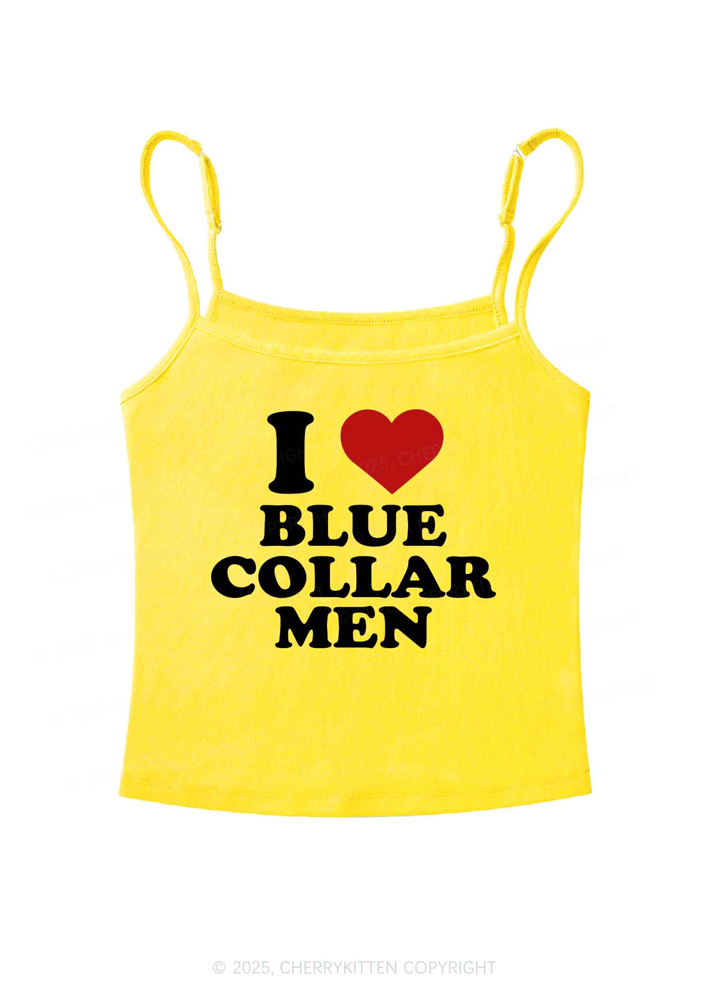 I Love Blue Collar Men Y2K Spaghetti Strap Cami Cherrykitten
