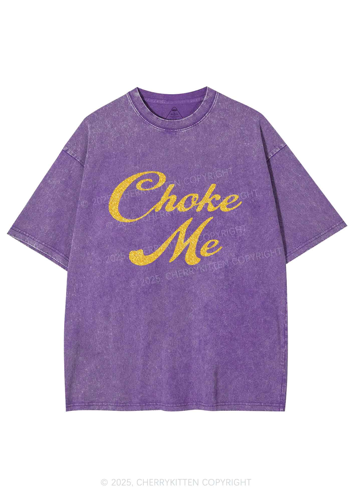 Glitter Choke Me Y2K Shirts Washed Tee Cherrykitten