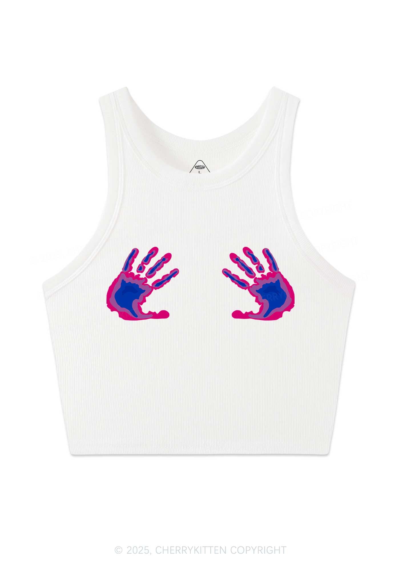 Bisexual Thermal Hands Pride Y2K Crop Tank Top Cherrykitten