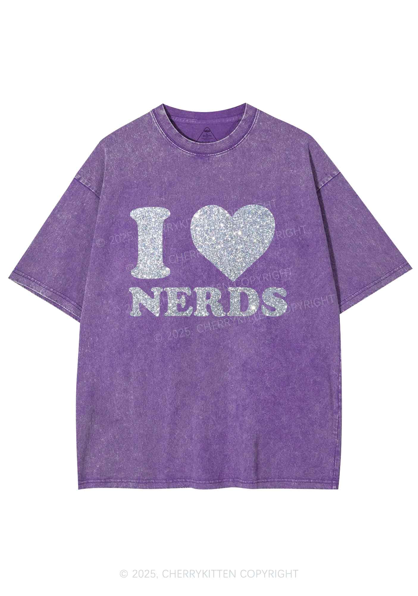 Glitter I Love Nerds Y2K Shirts Washed Tee Cherrykitten