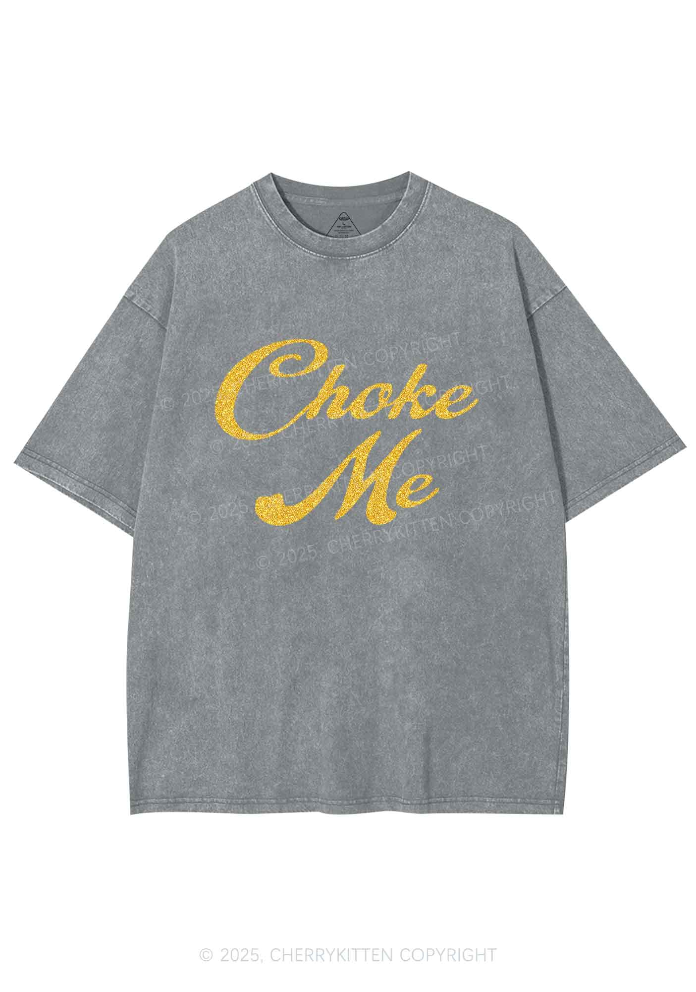 Glitter Choke Me Y2K Shirts Washed Tee Cherrykitten