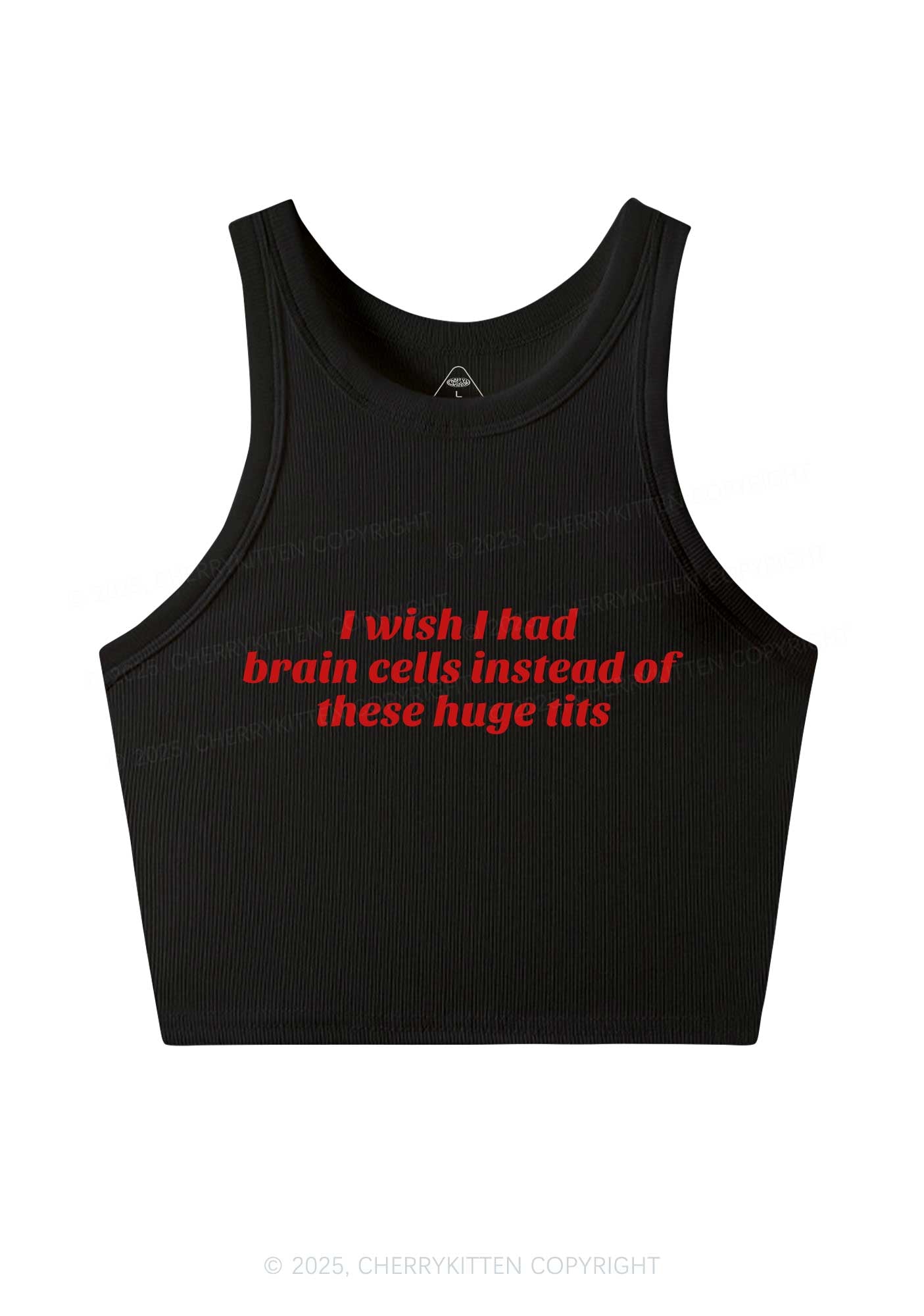 I Wish Brain Cells Y2K Crop Tank Top Cherrykitten