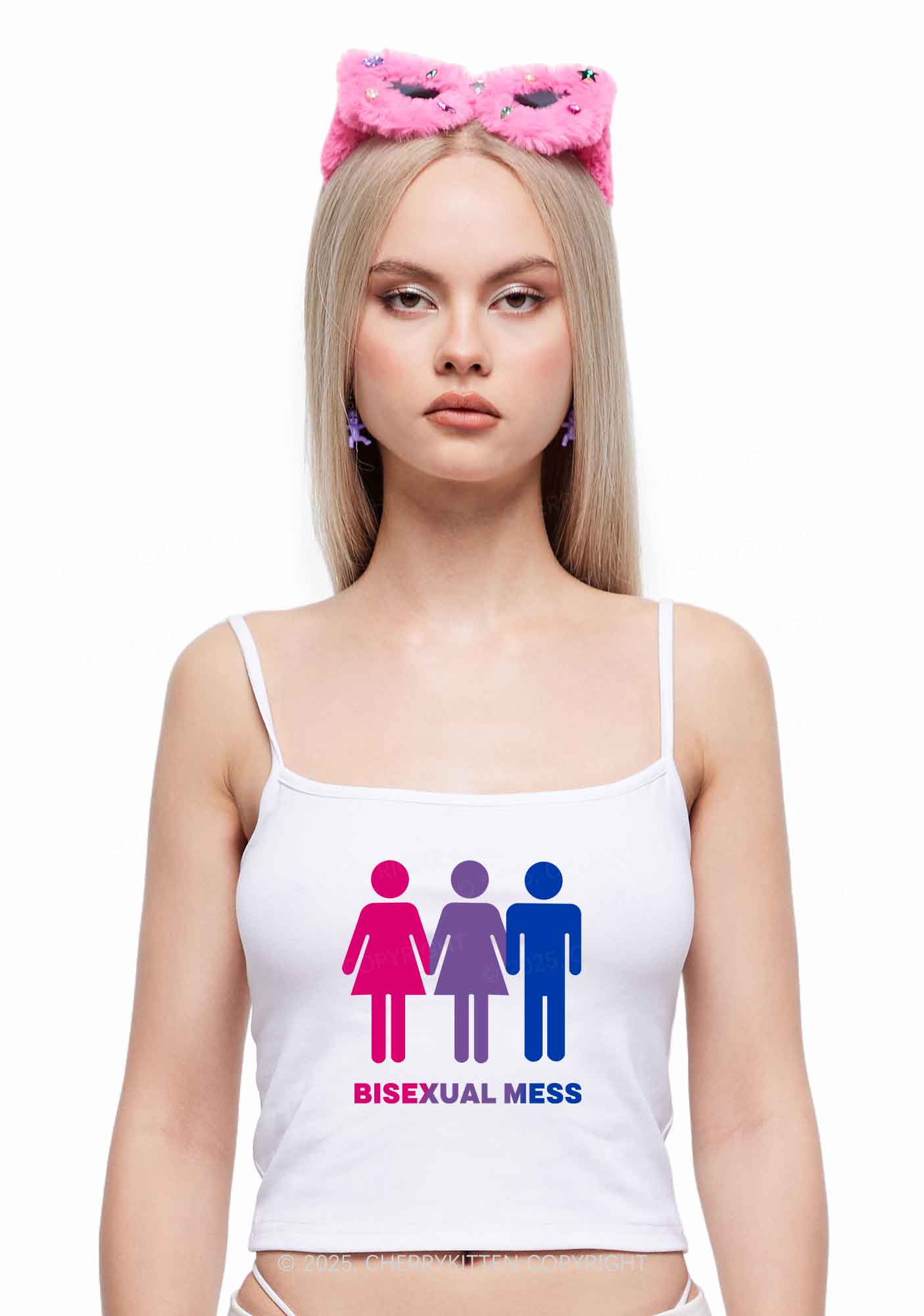 Bisexual Mess Love Pride Y2K Spaghetti Strap Cami Cherrykitten