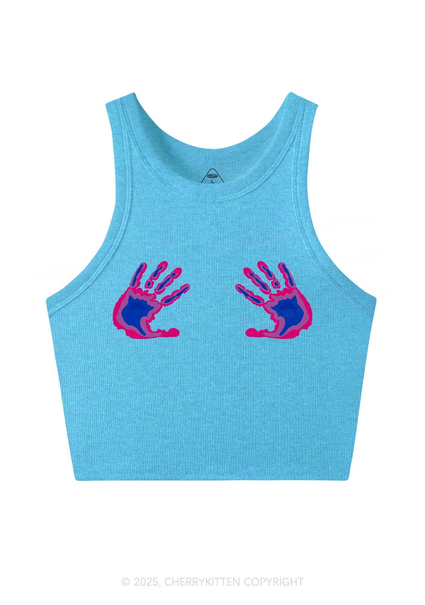 Bisexual Thermal Hands Pride Y2K Crop Tank Top Cherrykitten