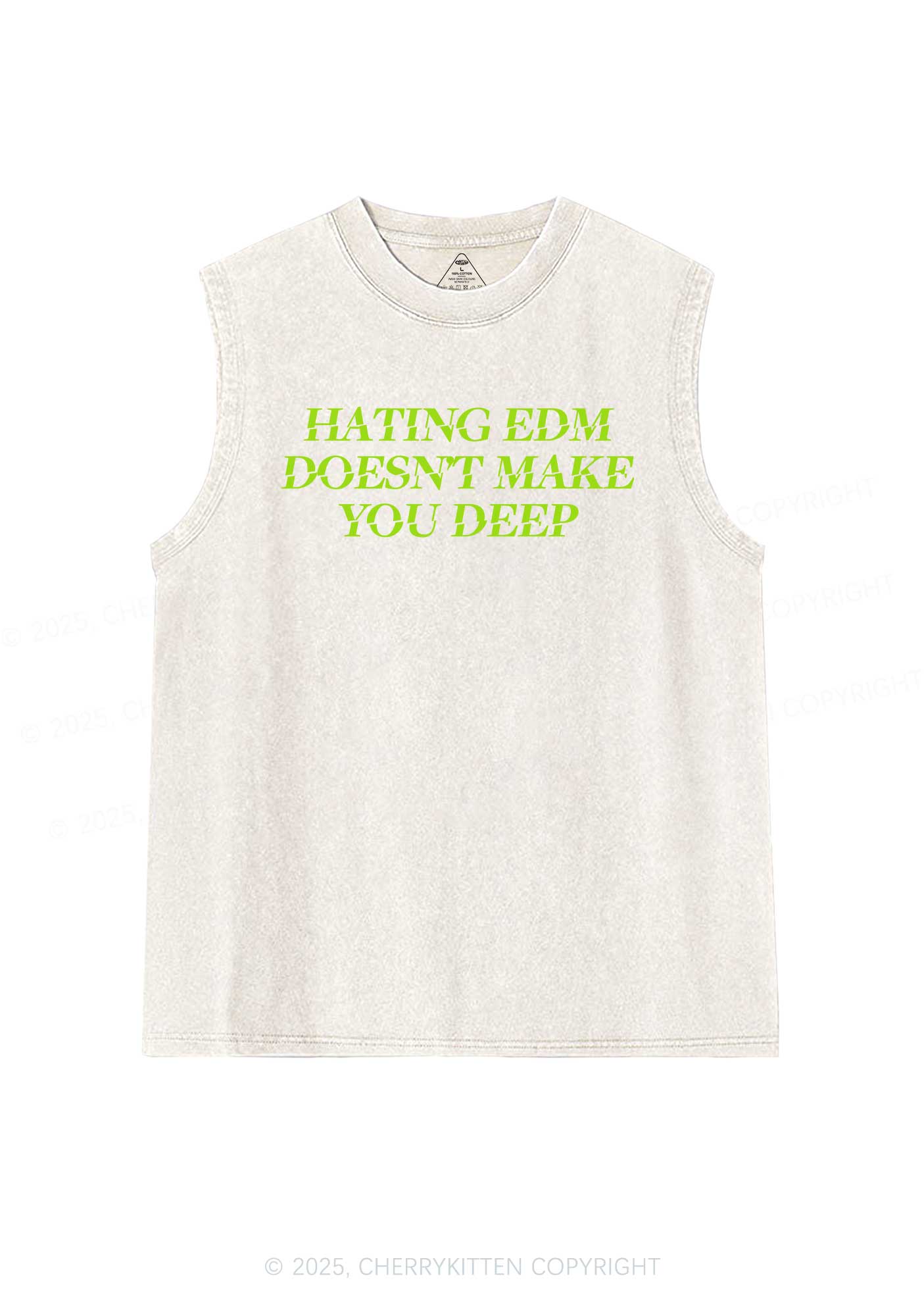 Hating Edm Y2K Washed Muscle Tank Cherrykitten