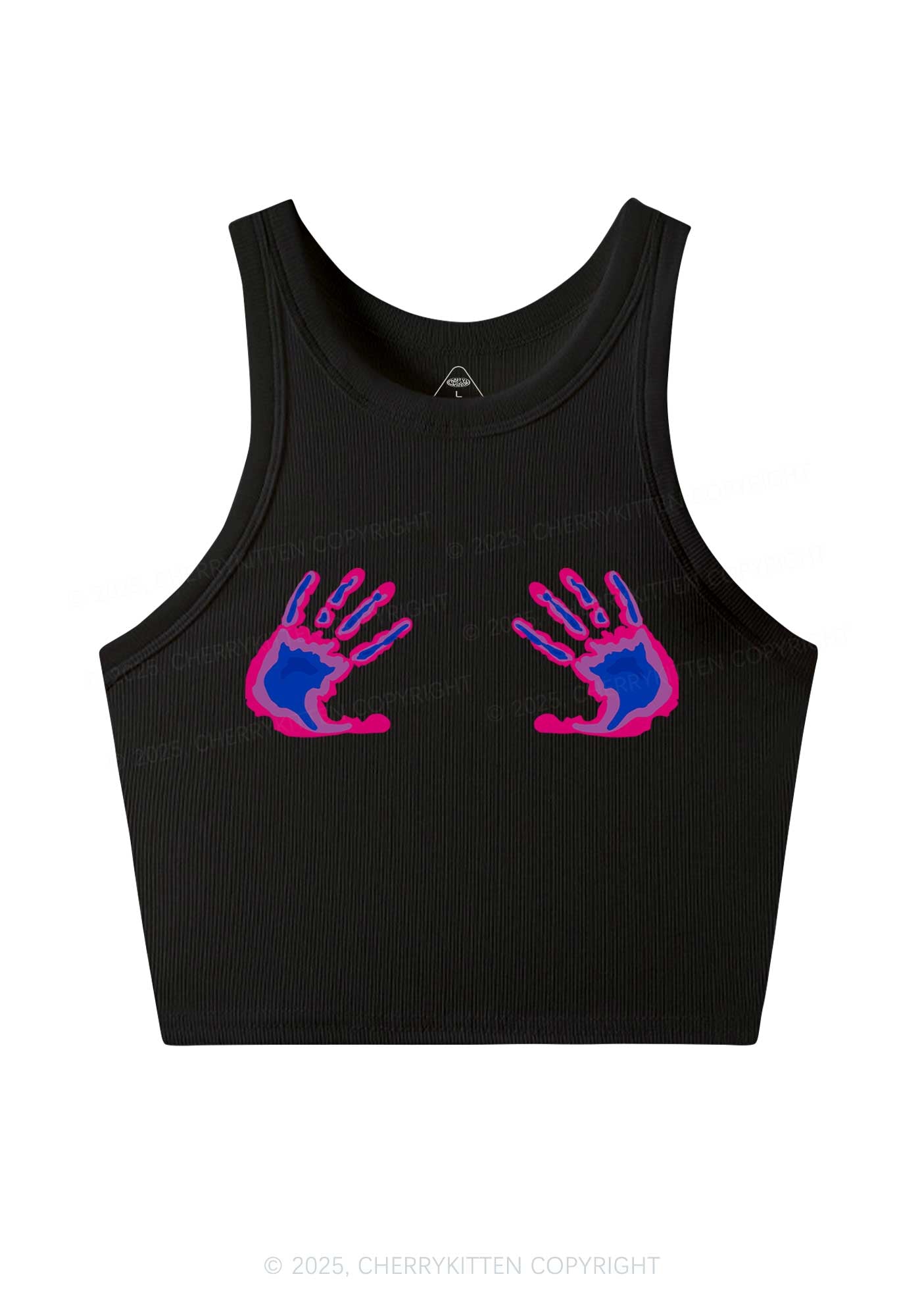 Bisexual Thermal Hands Pride Y2K Crop Tank Top Cherrykitten