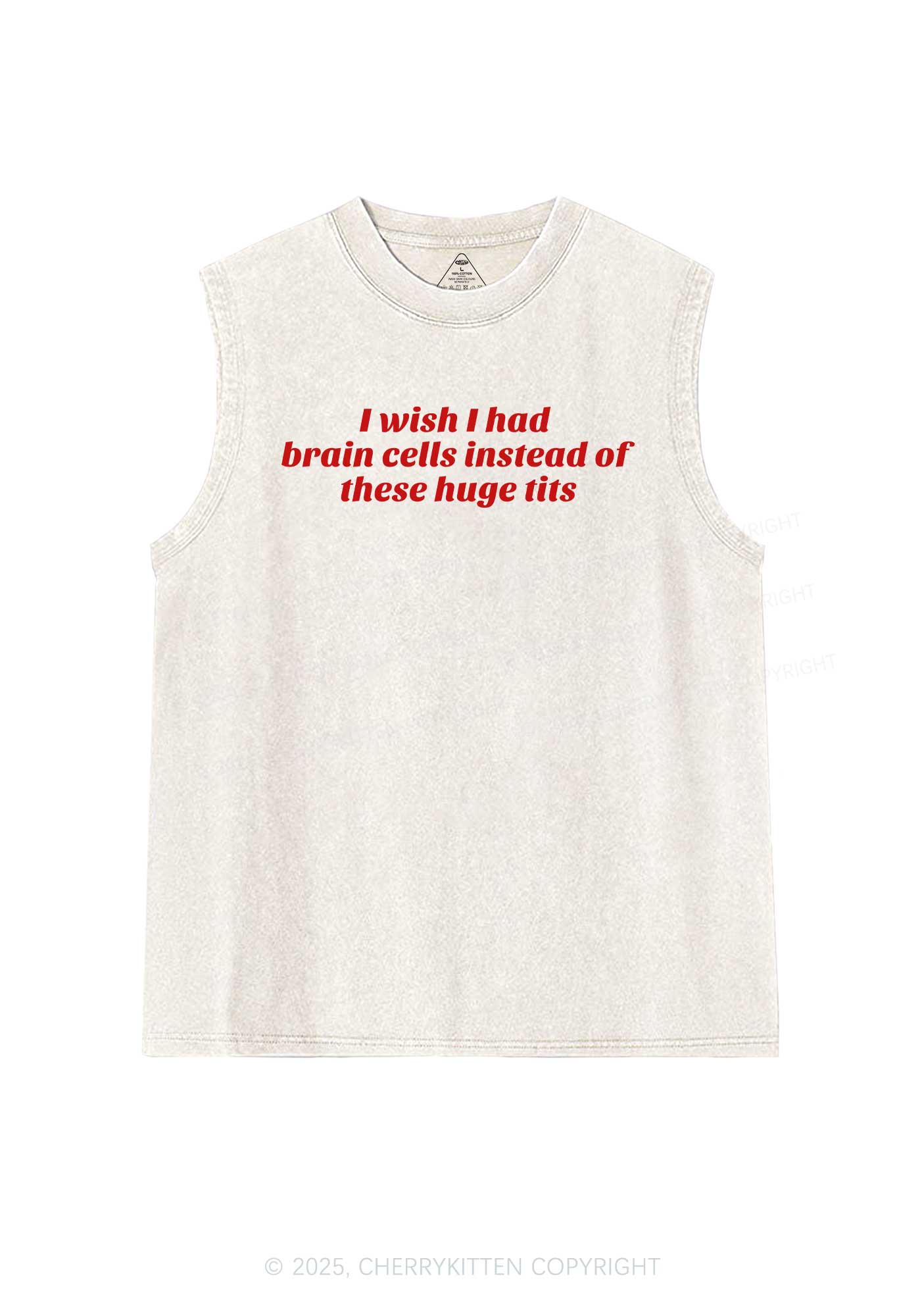 I Wish Brain Cells Y2K Washed Muscle Tank Cherrykitten