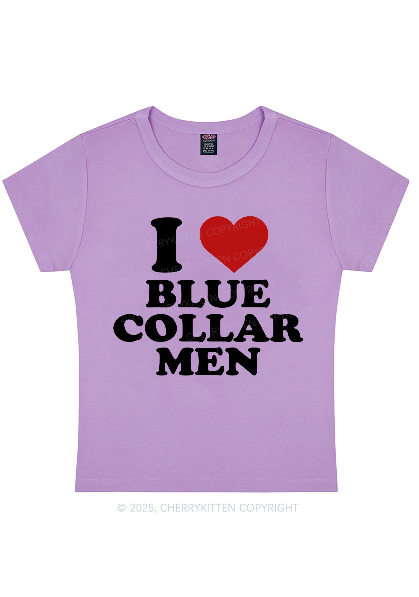 I Love Blue Collar Men Y2K Baby Tee Cherrykitten