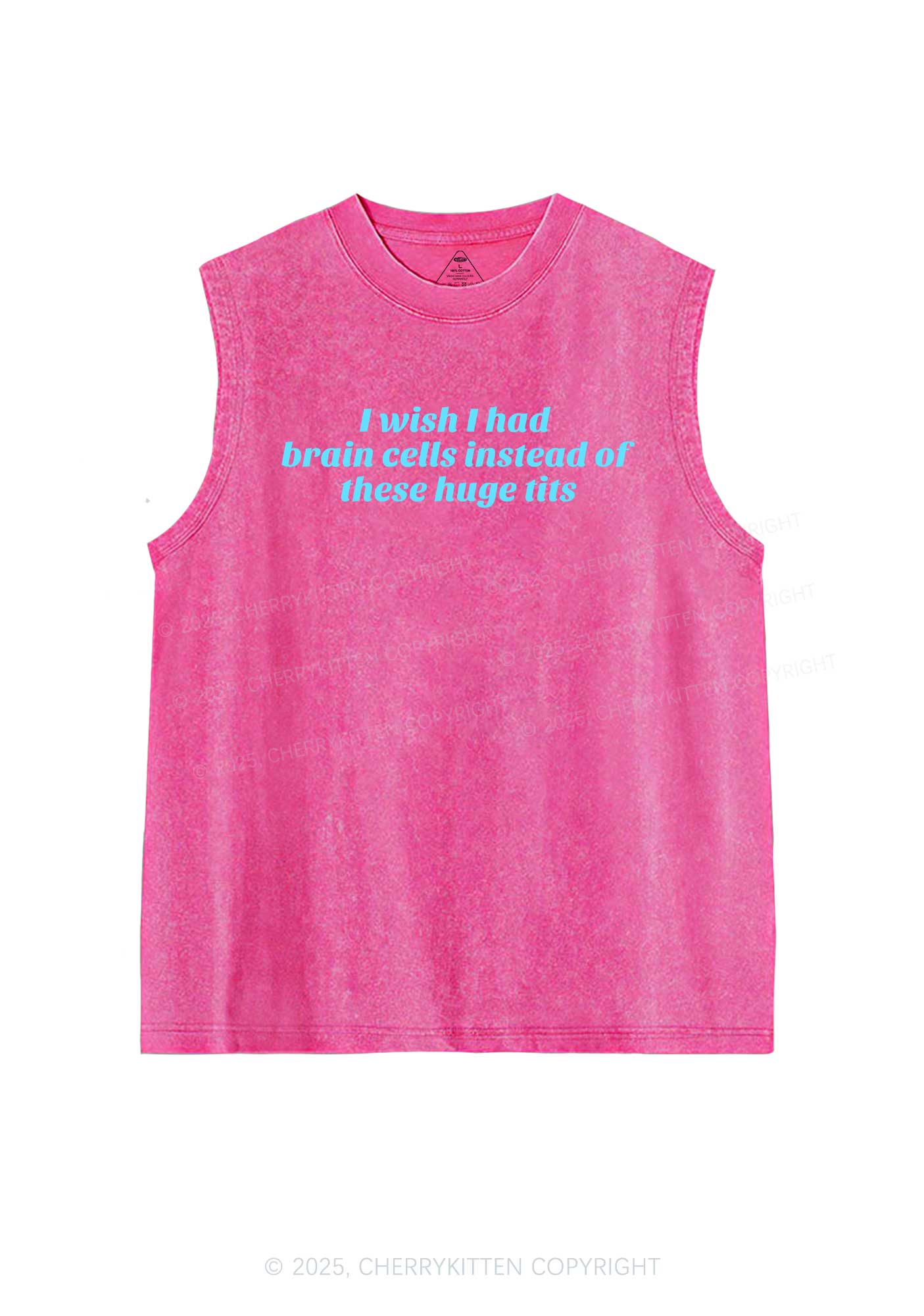I Wish Brain Cells Y2K Washed Muscle Tank Cherrykitten