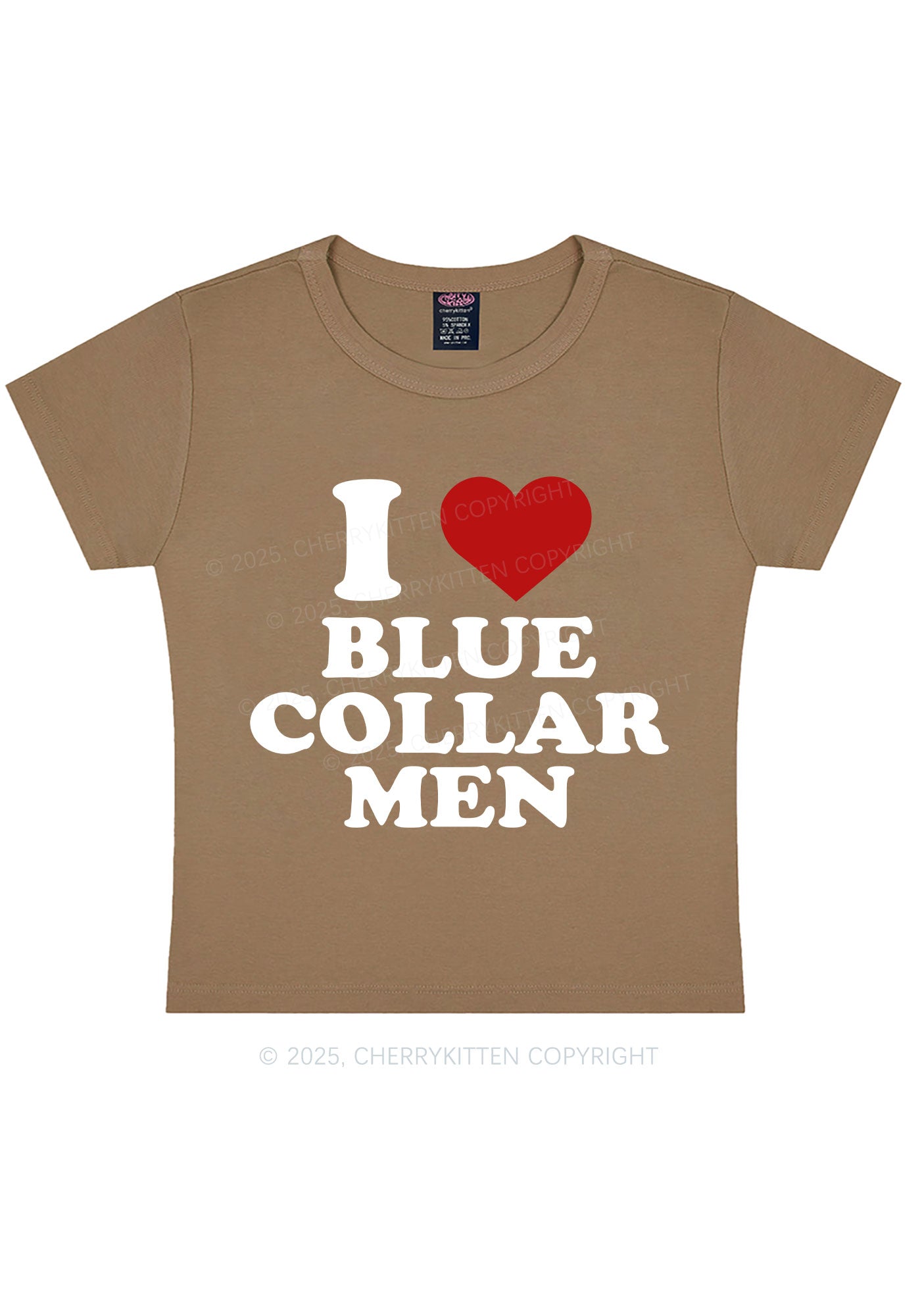 I Love Blue Collar Men Y2K Baby Tee Cherrykitten