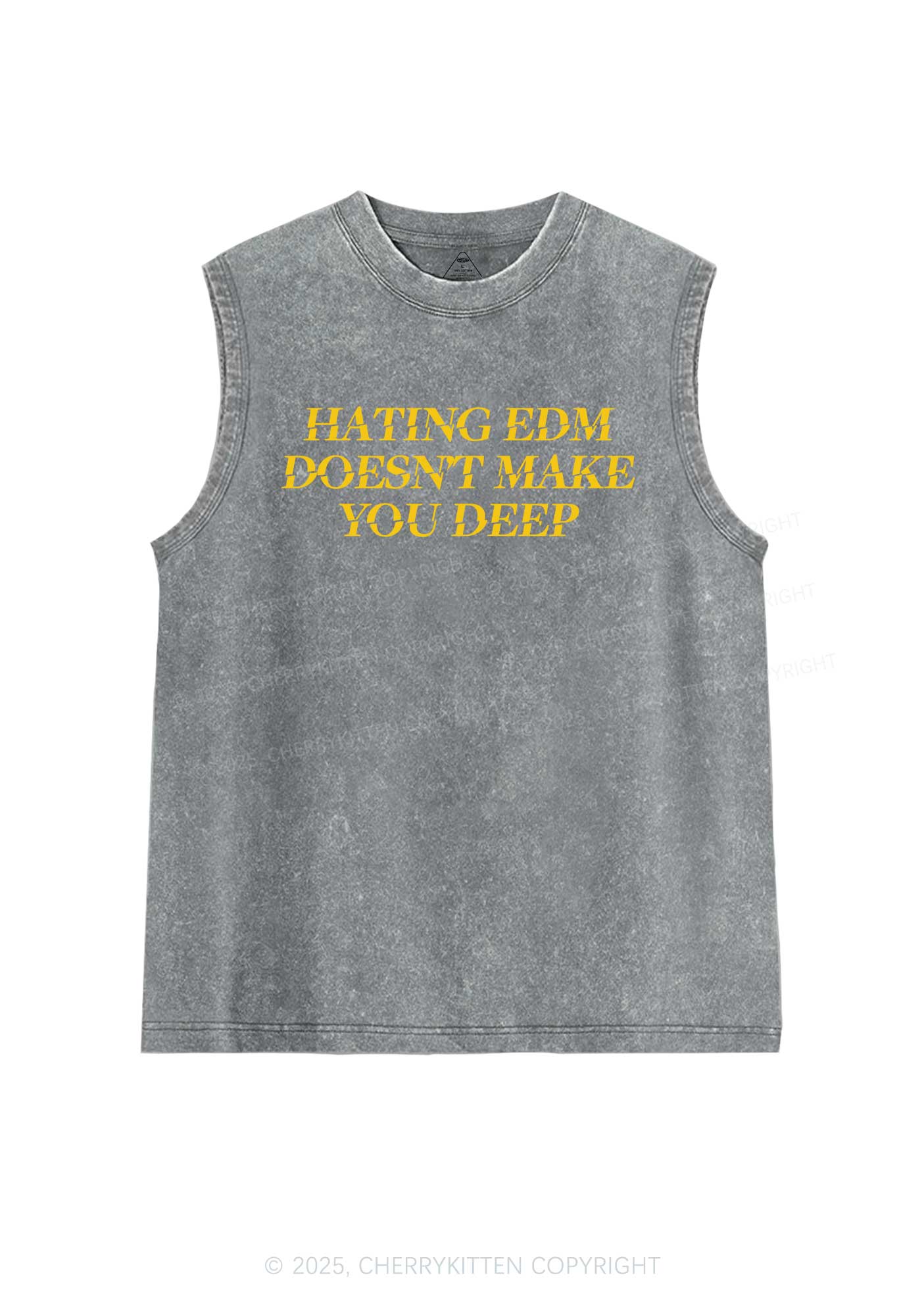 Hating Edm Y2K Washed Muscle Tank Cherrykitten
