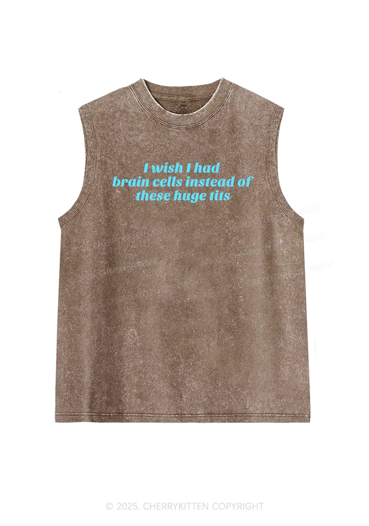 I Wish Brain Cells Y2K Washed Muscle Tank Cherrykitten