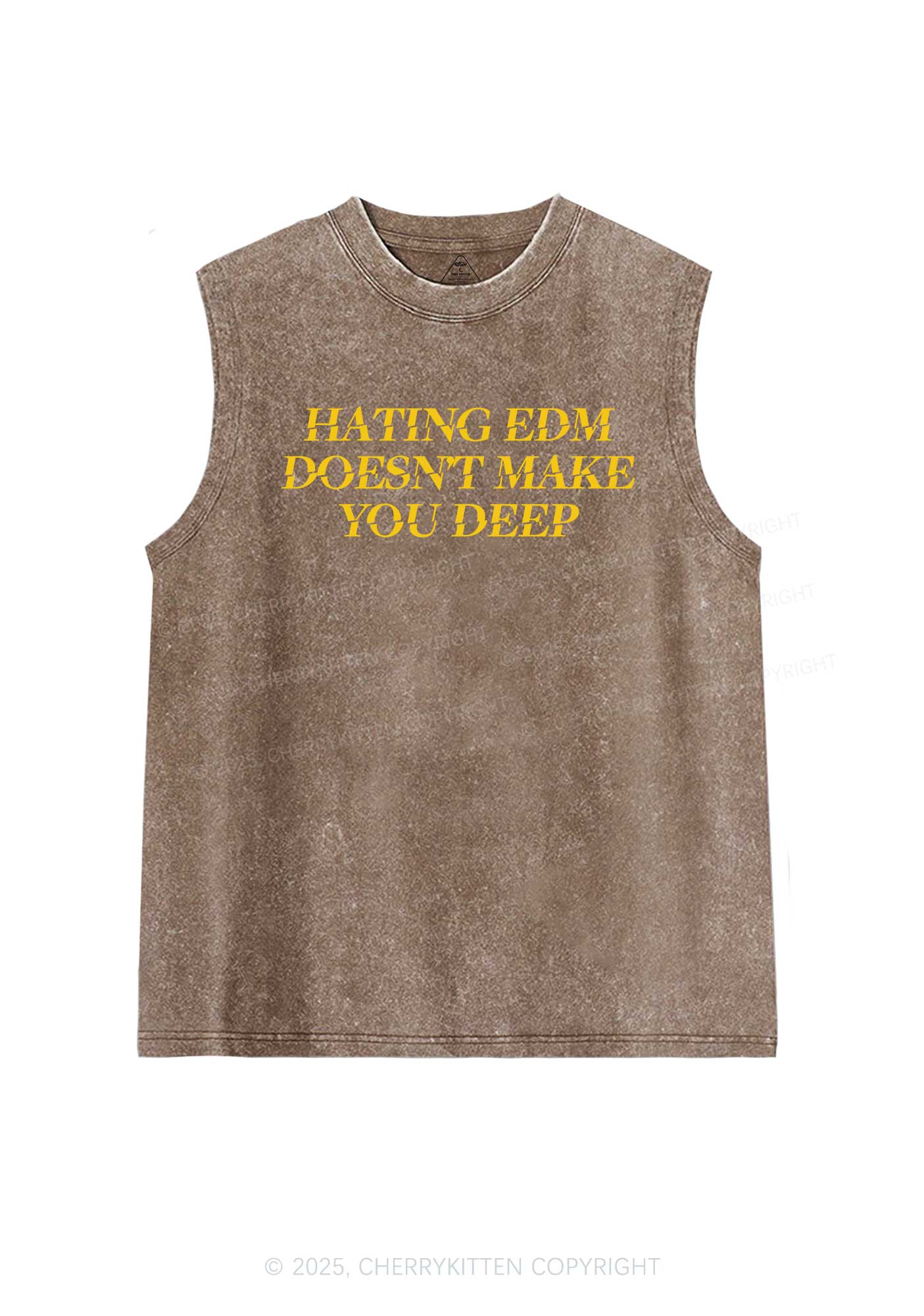 Hating Edm Y2K Washed Muscle Tank Cherrykitten