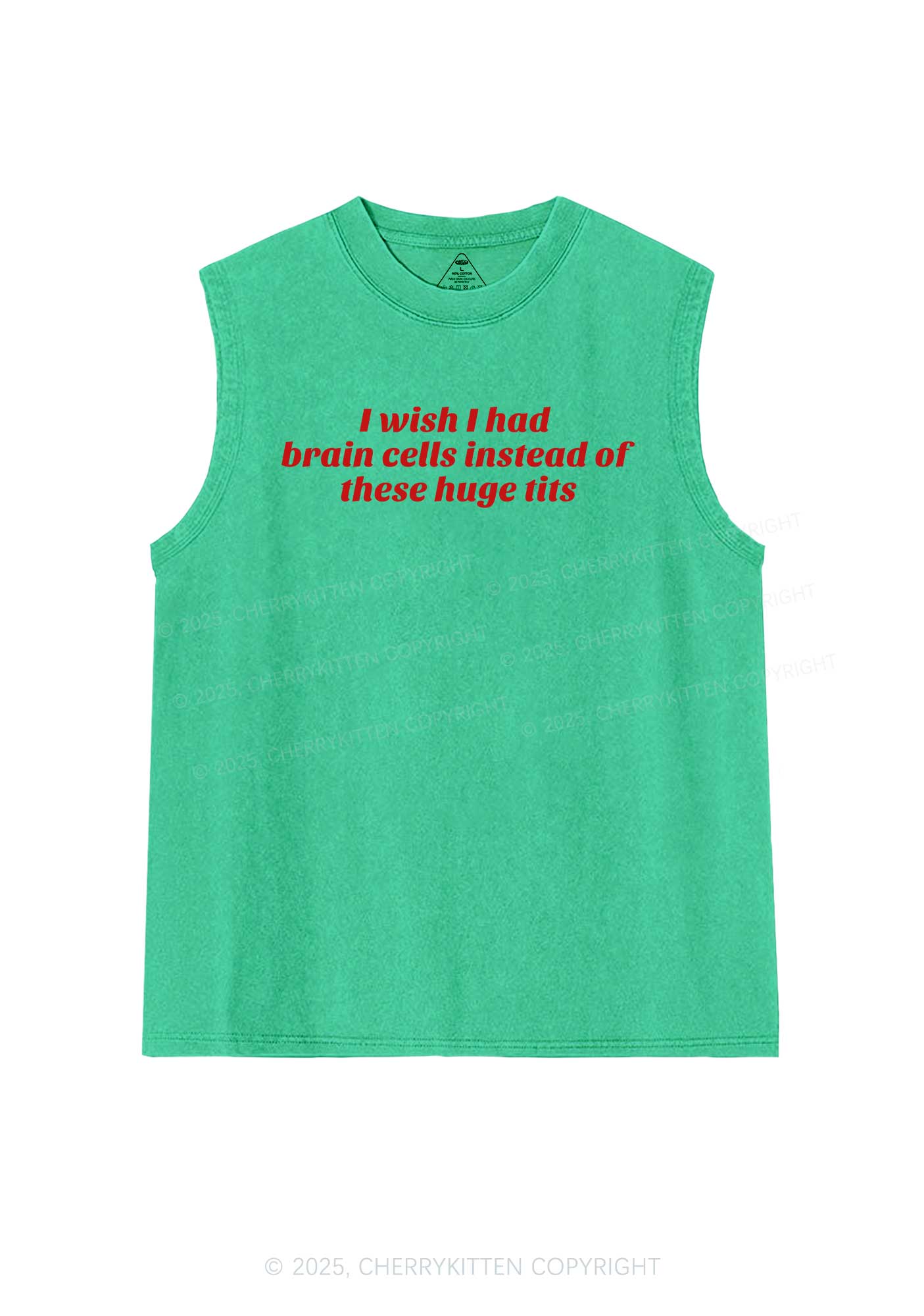 I Wish Brain Cells Y2K Washed Muscle Tank Cherrykitten