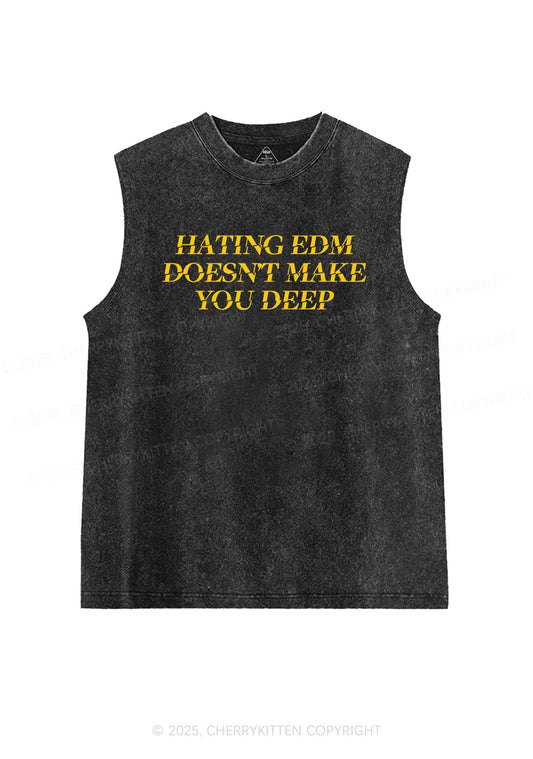 Hating Edm Y2K Washed Muscle Tank Cherrykitten