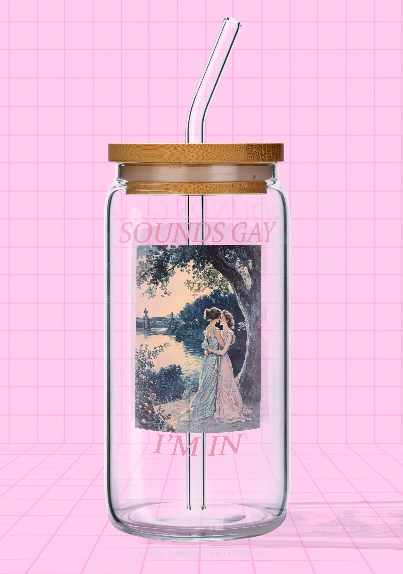 Sounds Gay Im In Pride Y2K Printed Glass Cup Cherrykitten