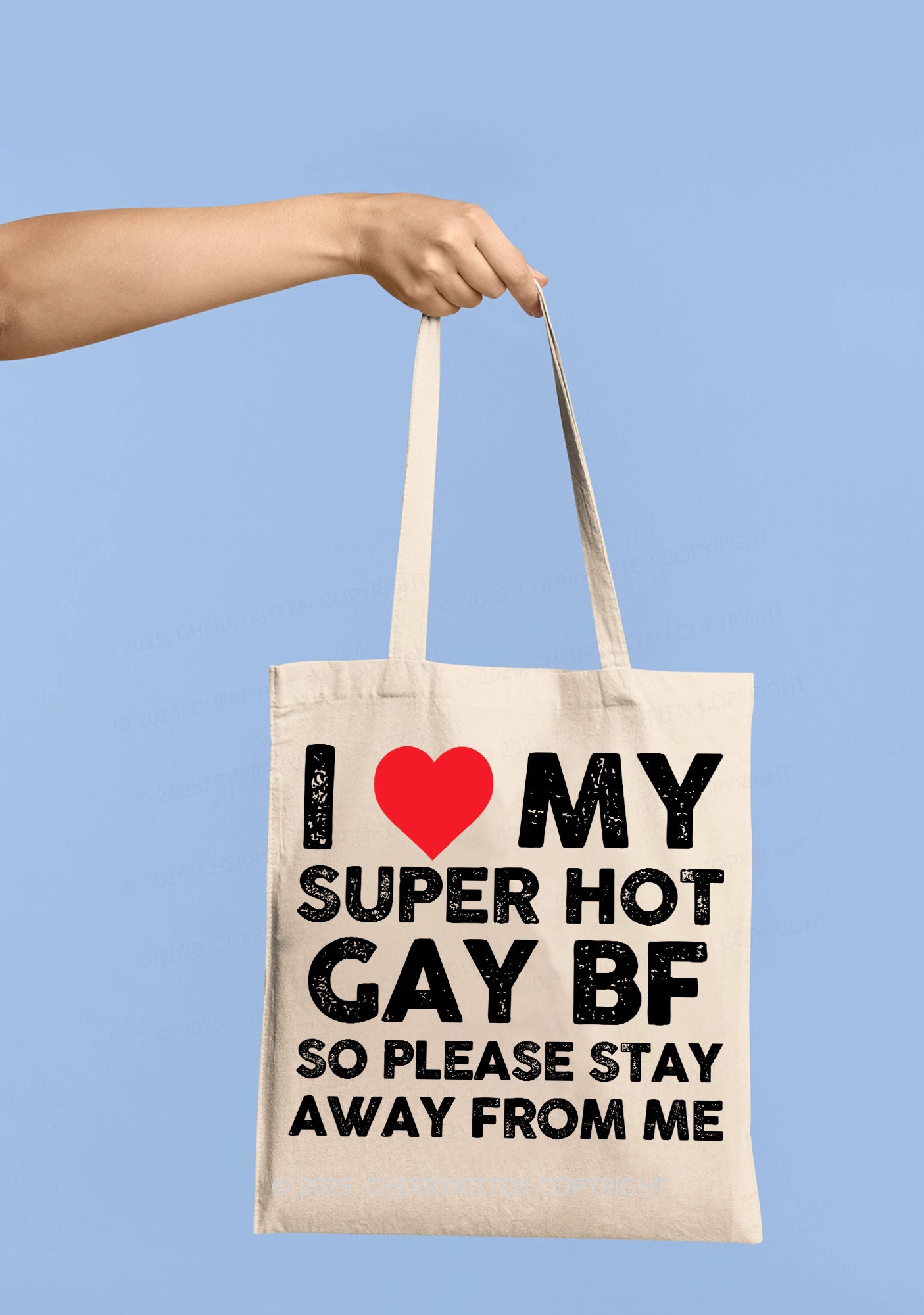 I Love My Hot BF Pride Y2K Canvas Tote Bag Cherrykitten